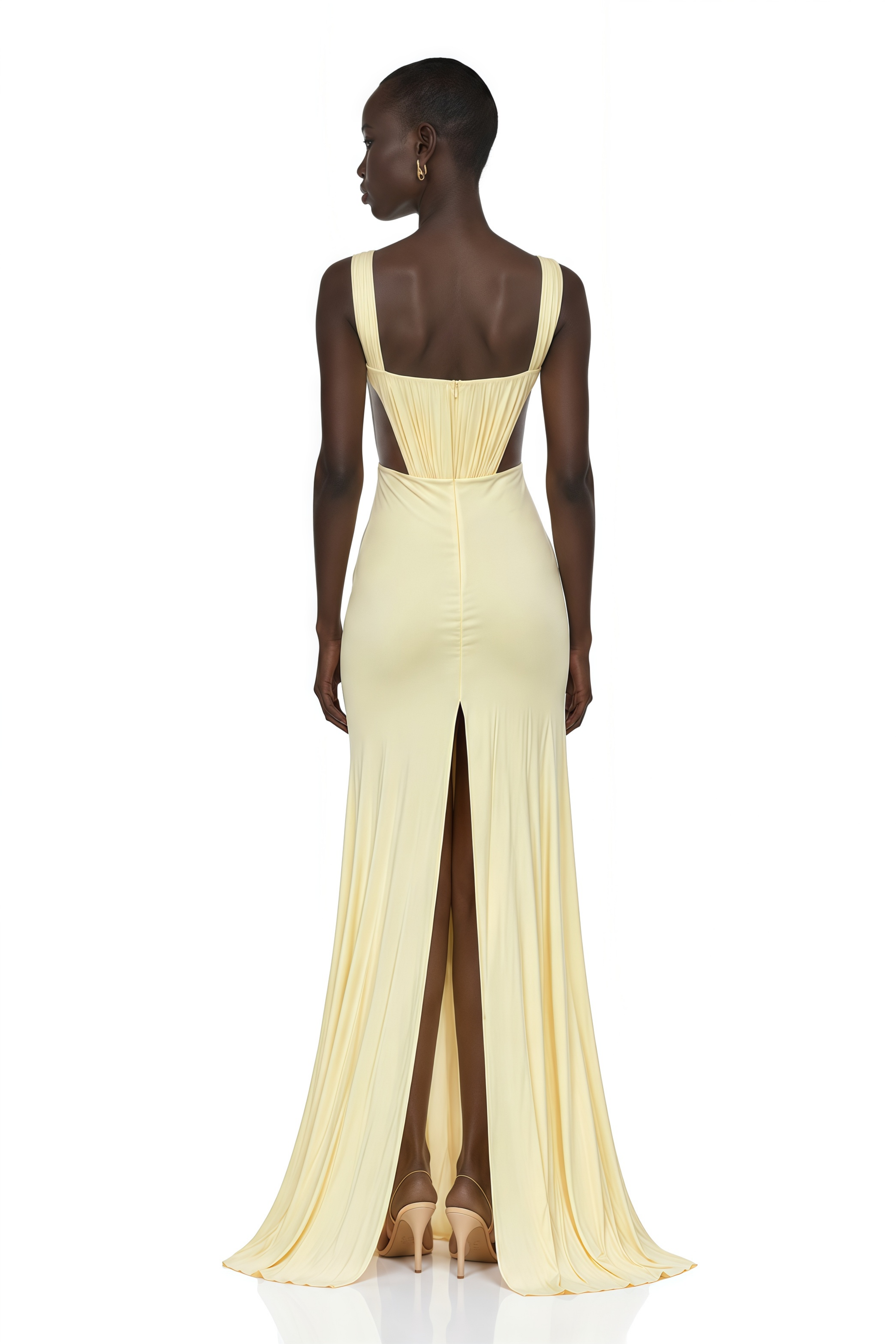 Alexandra Yellow Cut-Out High Slit Maxi Dress