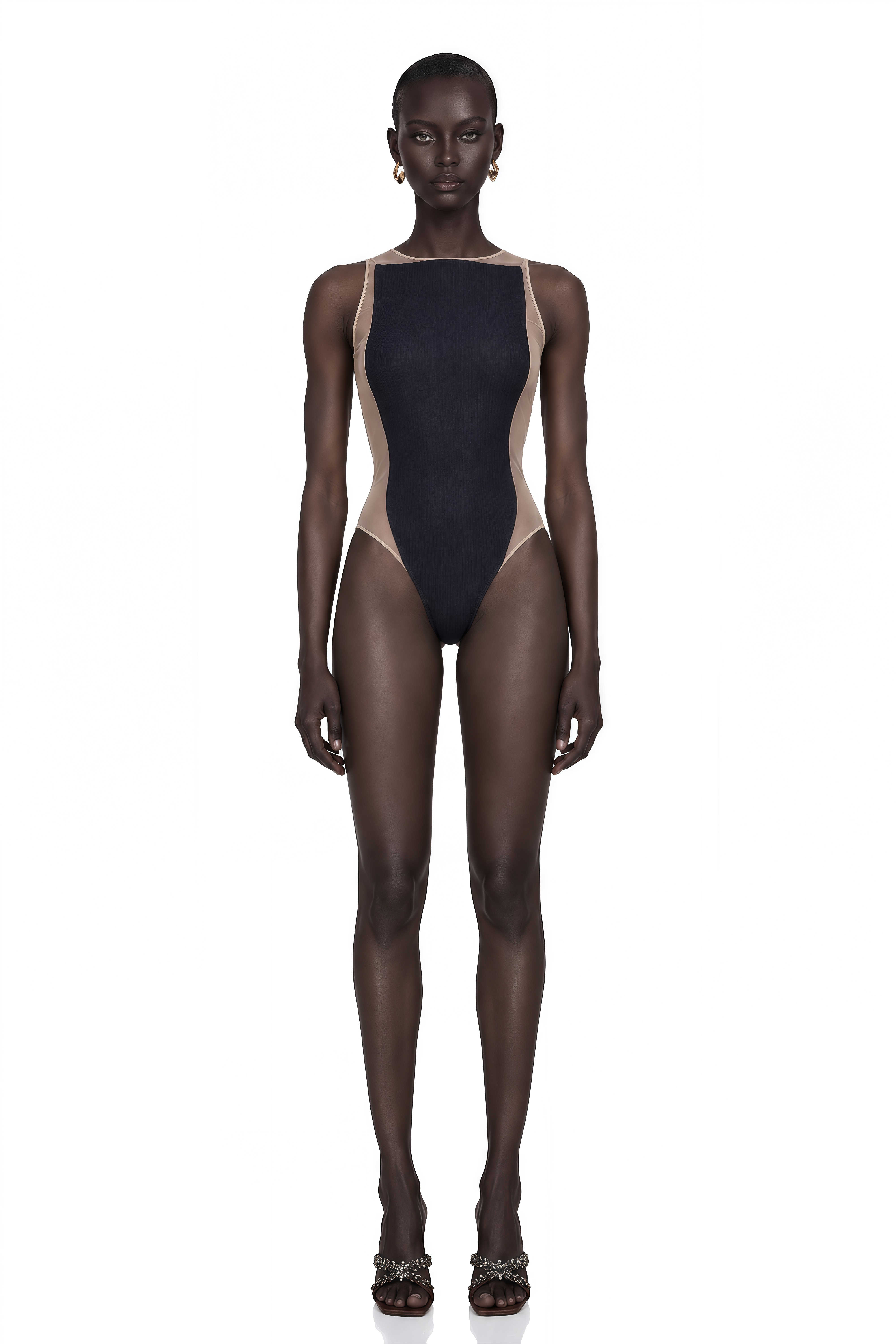 Sandrine Blue Denim Semi-Sheer Bodysuit