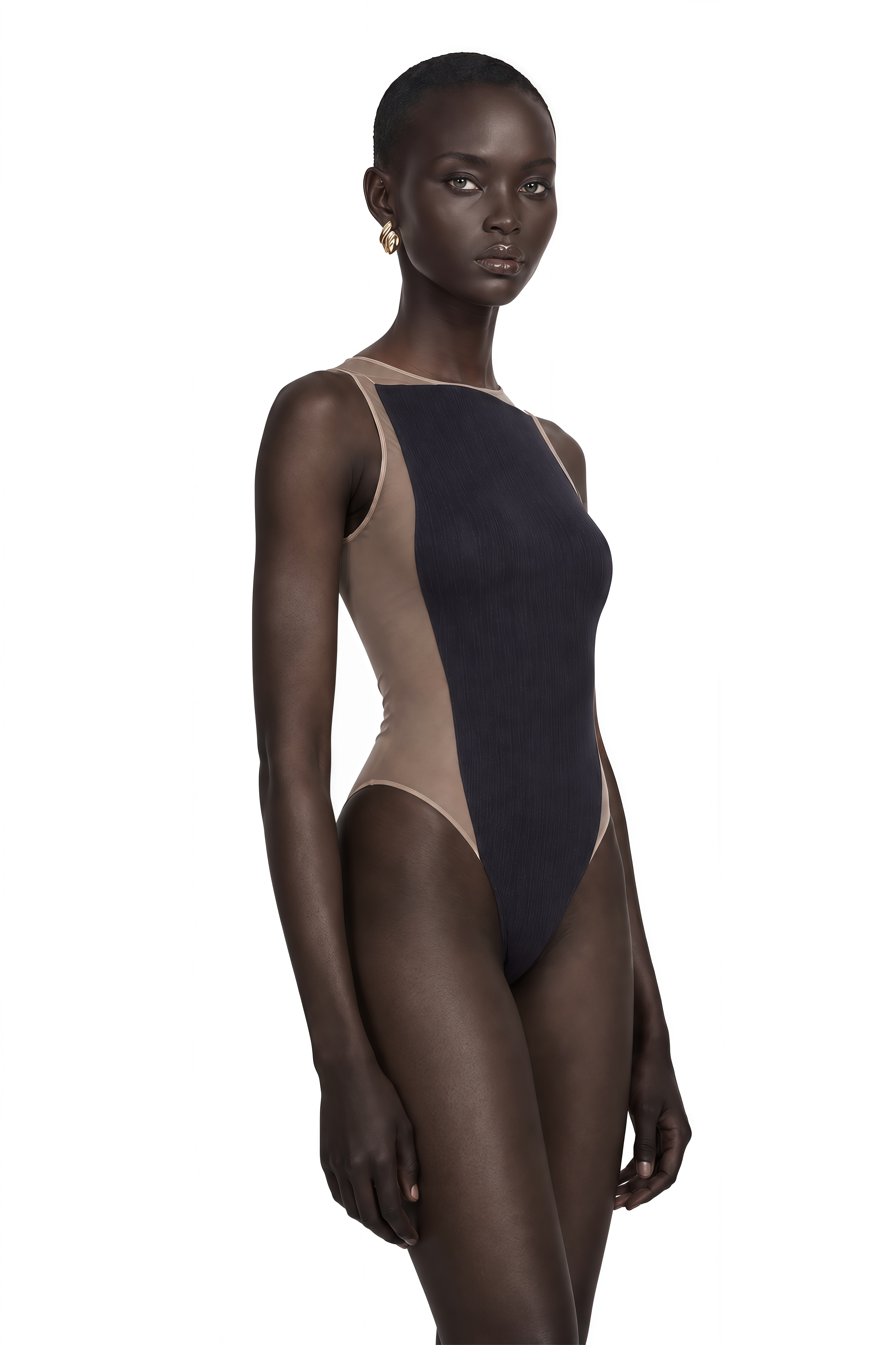 Sandrine Blue Denim Semi-Sheer Bodysuit