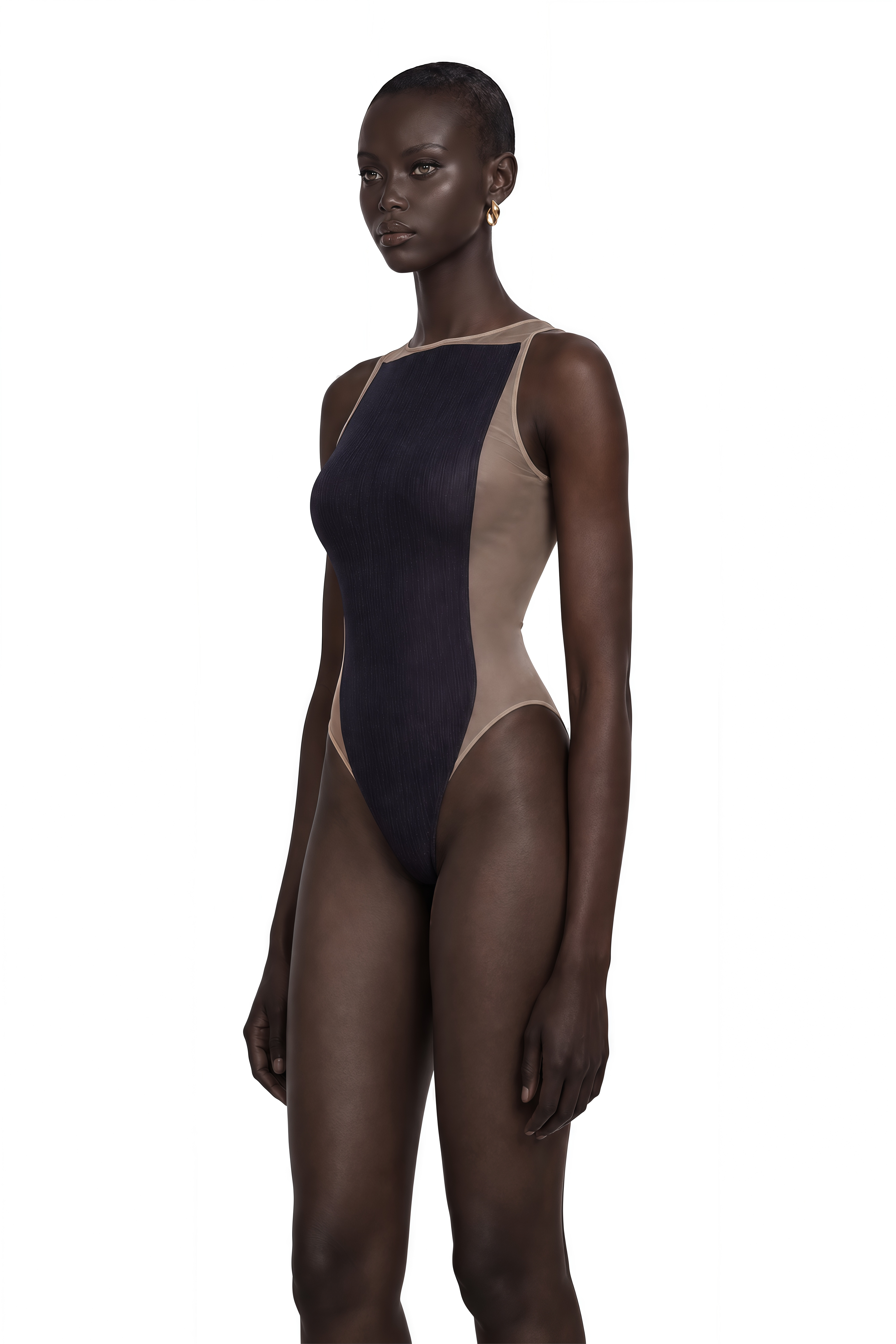 Sandrine Blue Denim Semi-Sheer Bodysuit