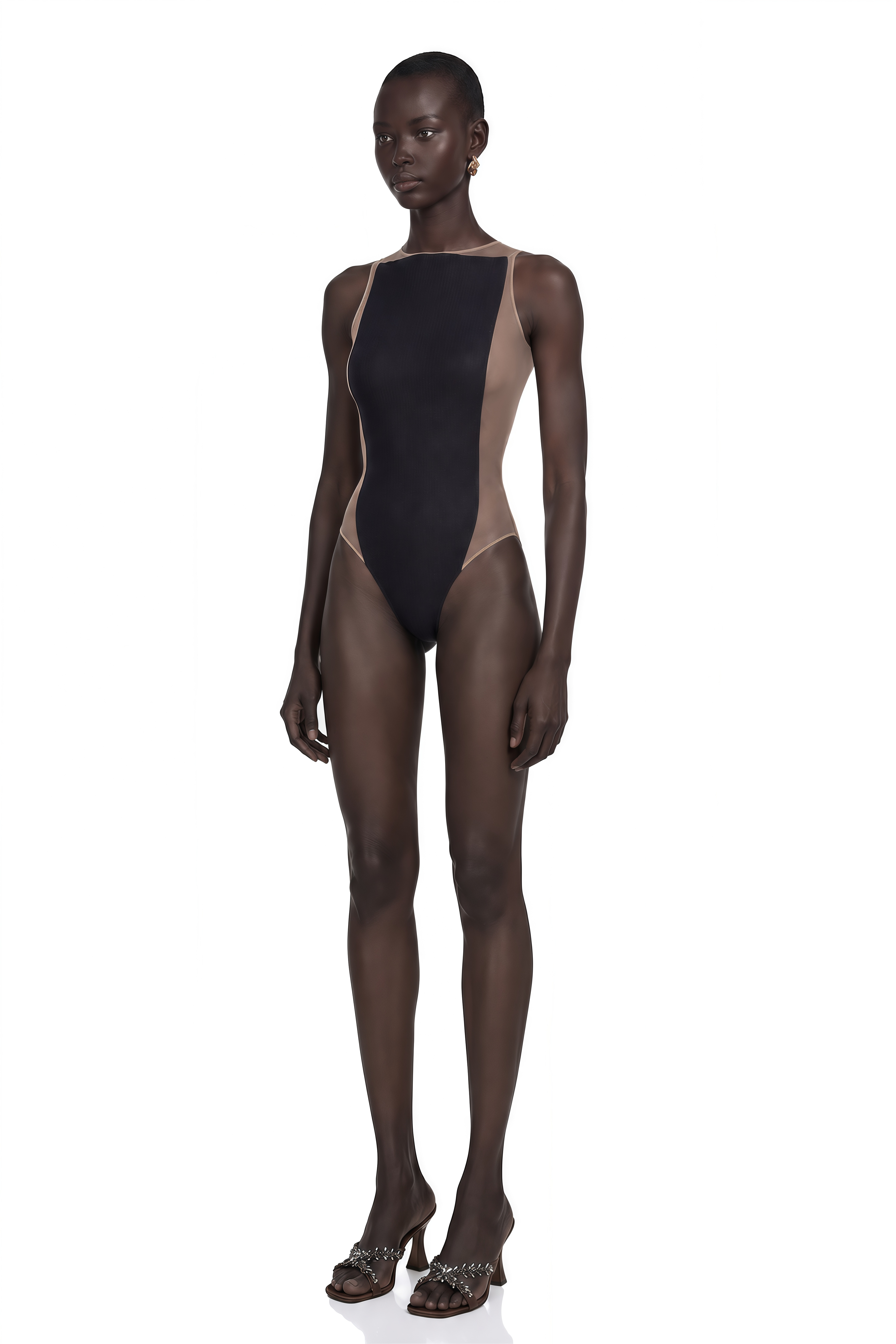 Sandrine Blue Denim Semi-Sheer Bodysuit