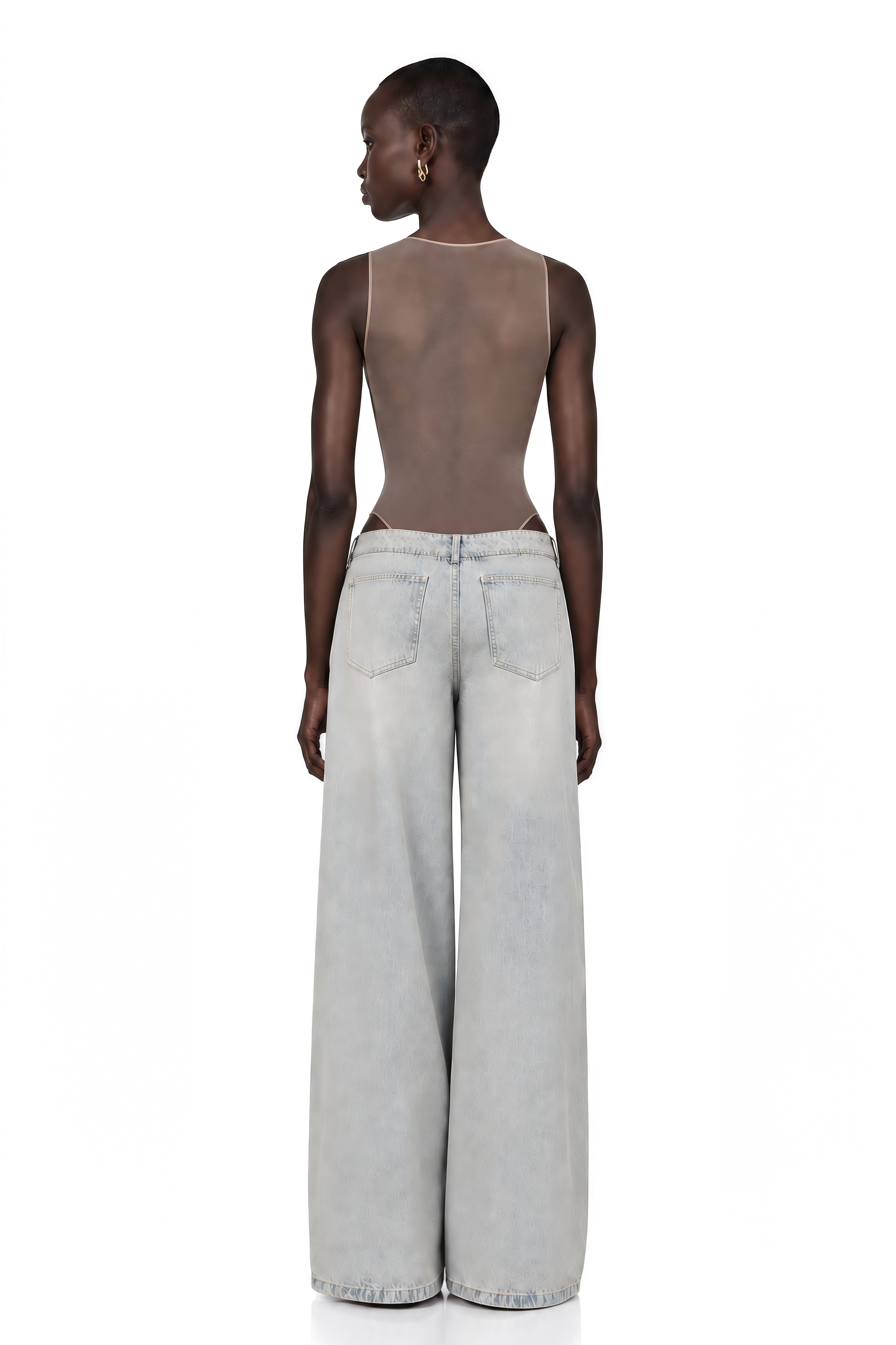 Sandrine Blue Denim Semi-Sheer Bodysuit