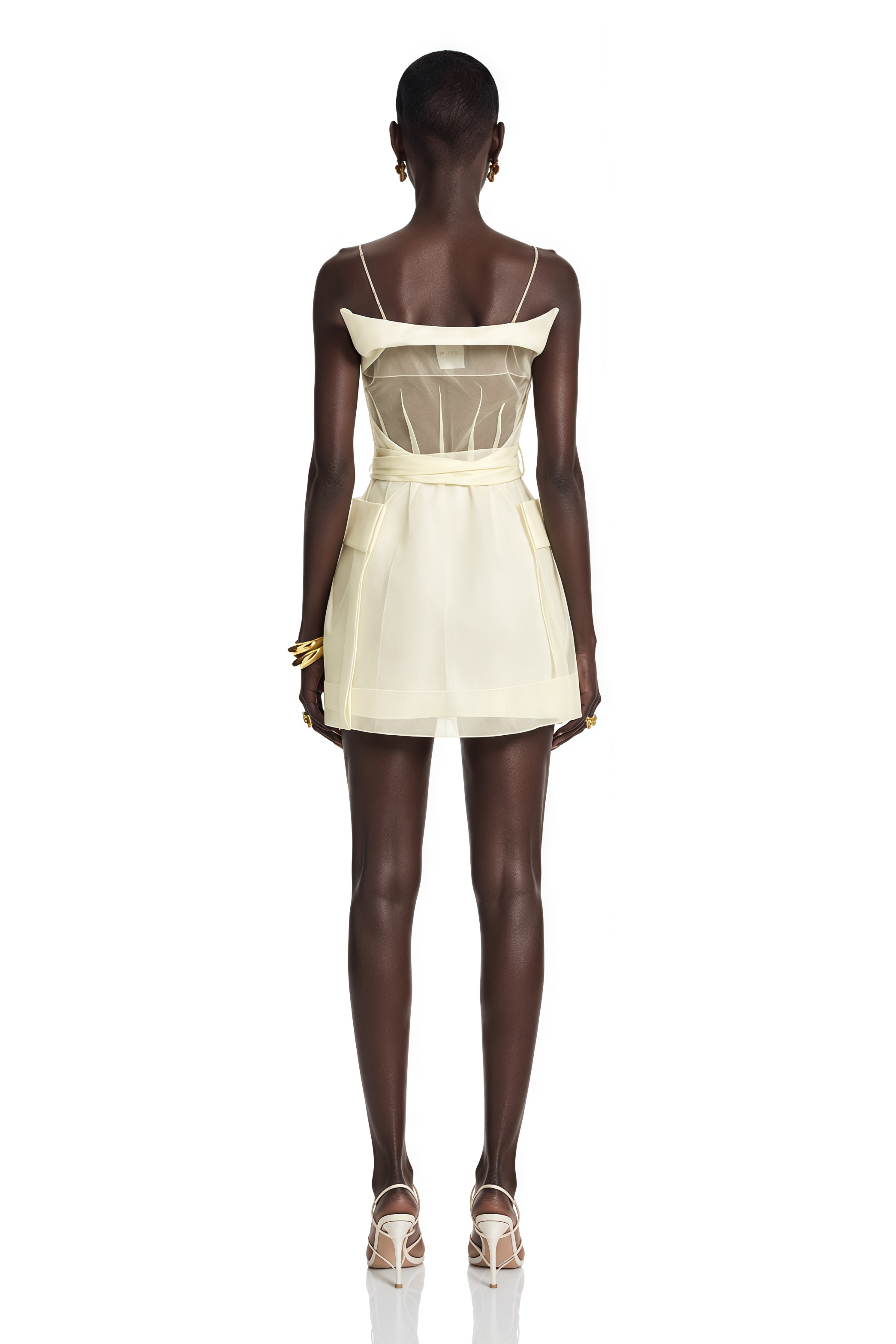 Polliana White Double Breasted Organza Mini Dress