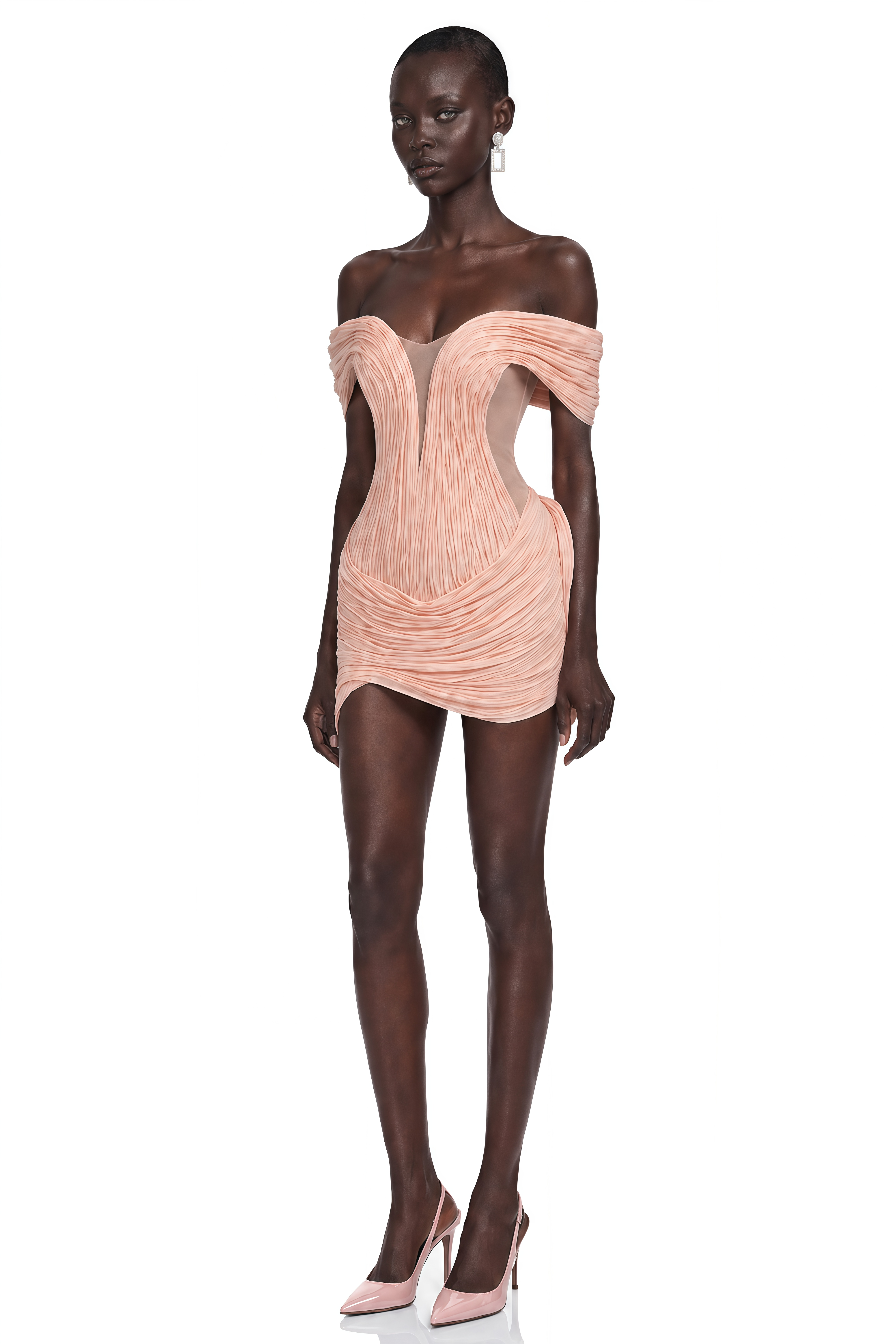 Ciela Pink Ruched Off-shoulder Mini Dress