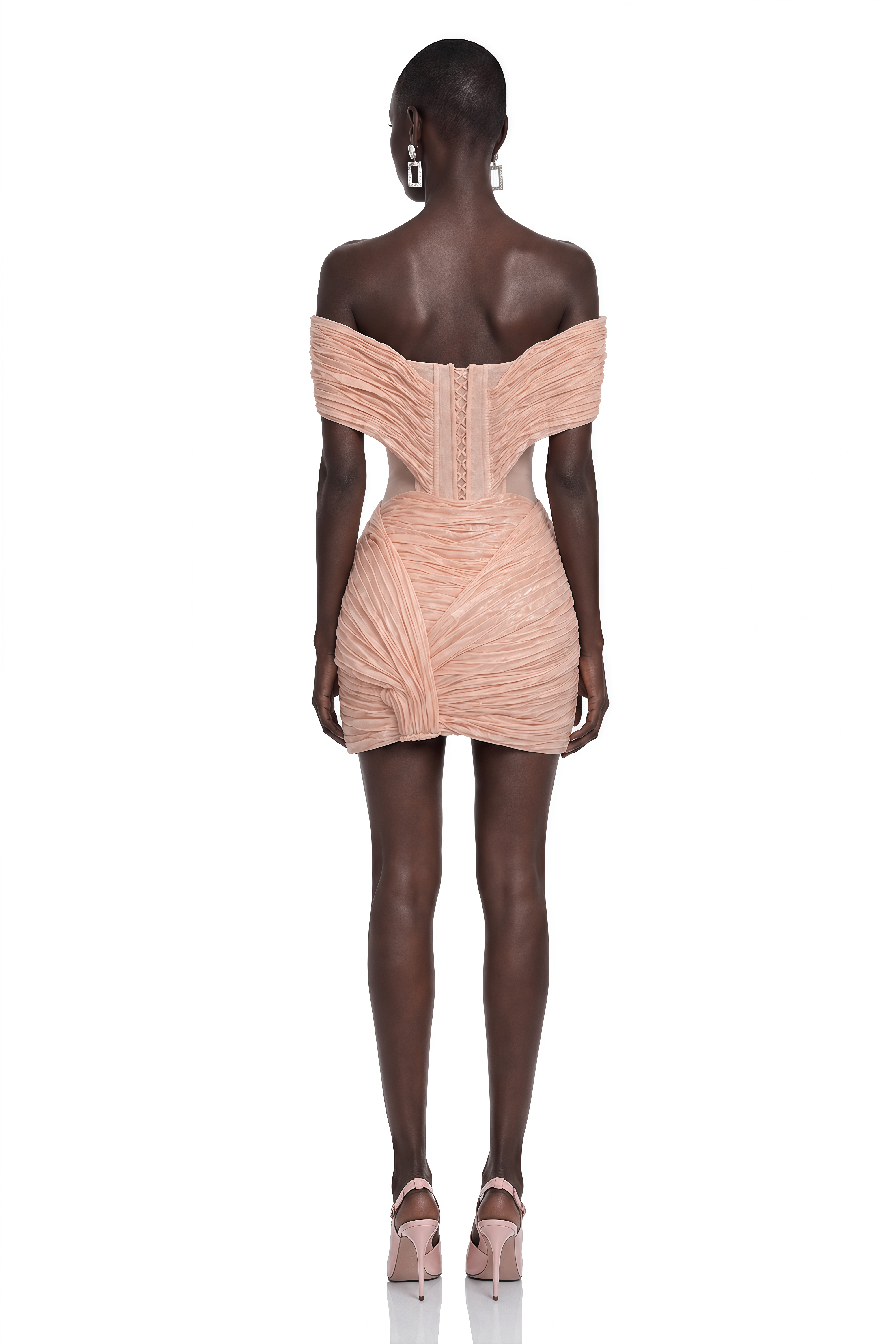 Ciela Pink Ruched Off-shoulder Mini Dress