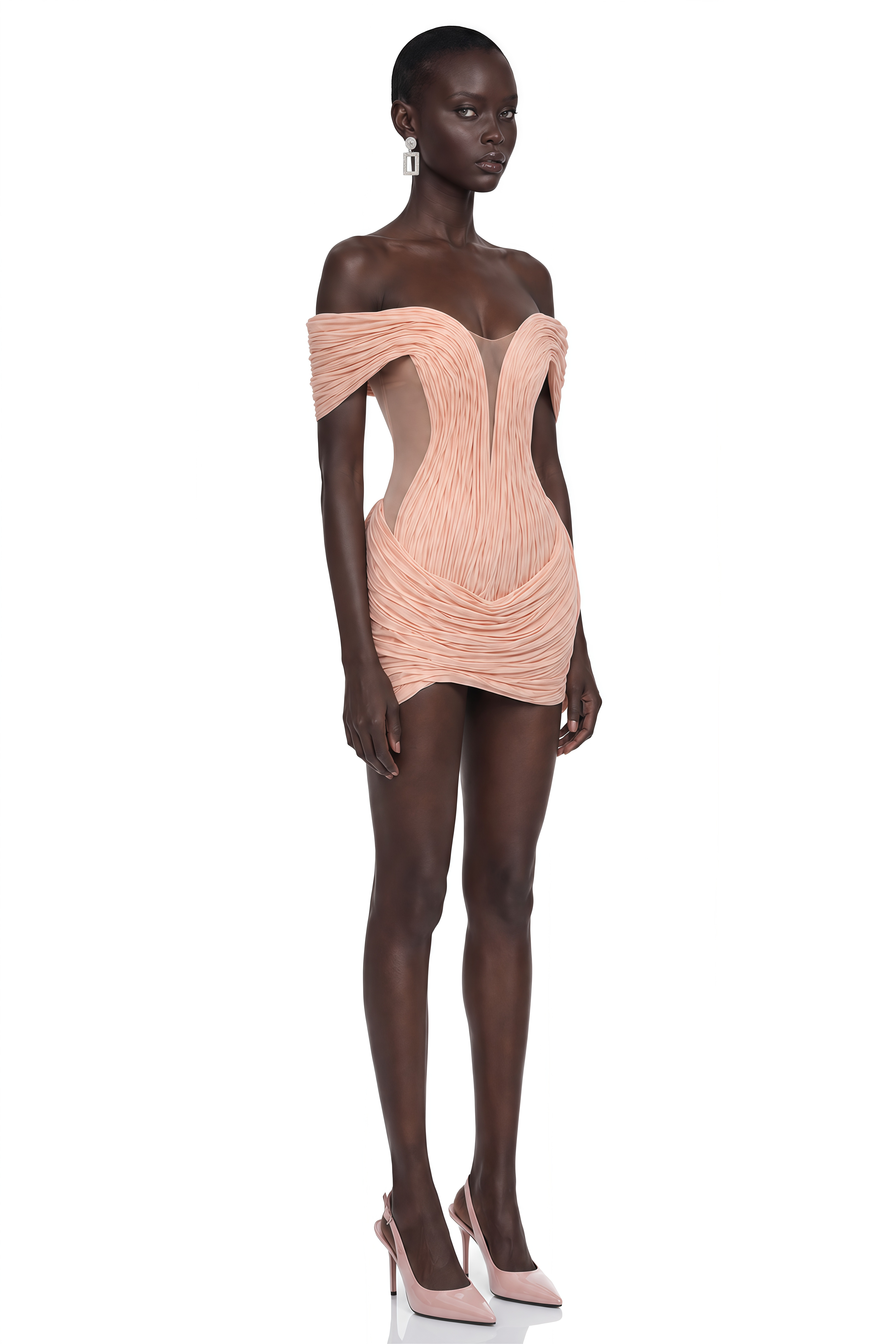Ciela Pink Ruched Off-shoulder Mini Dress