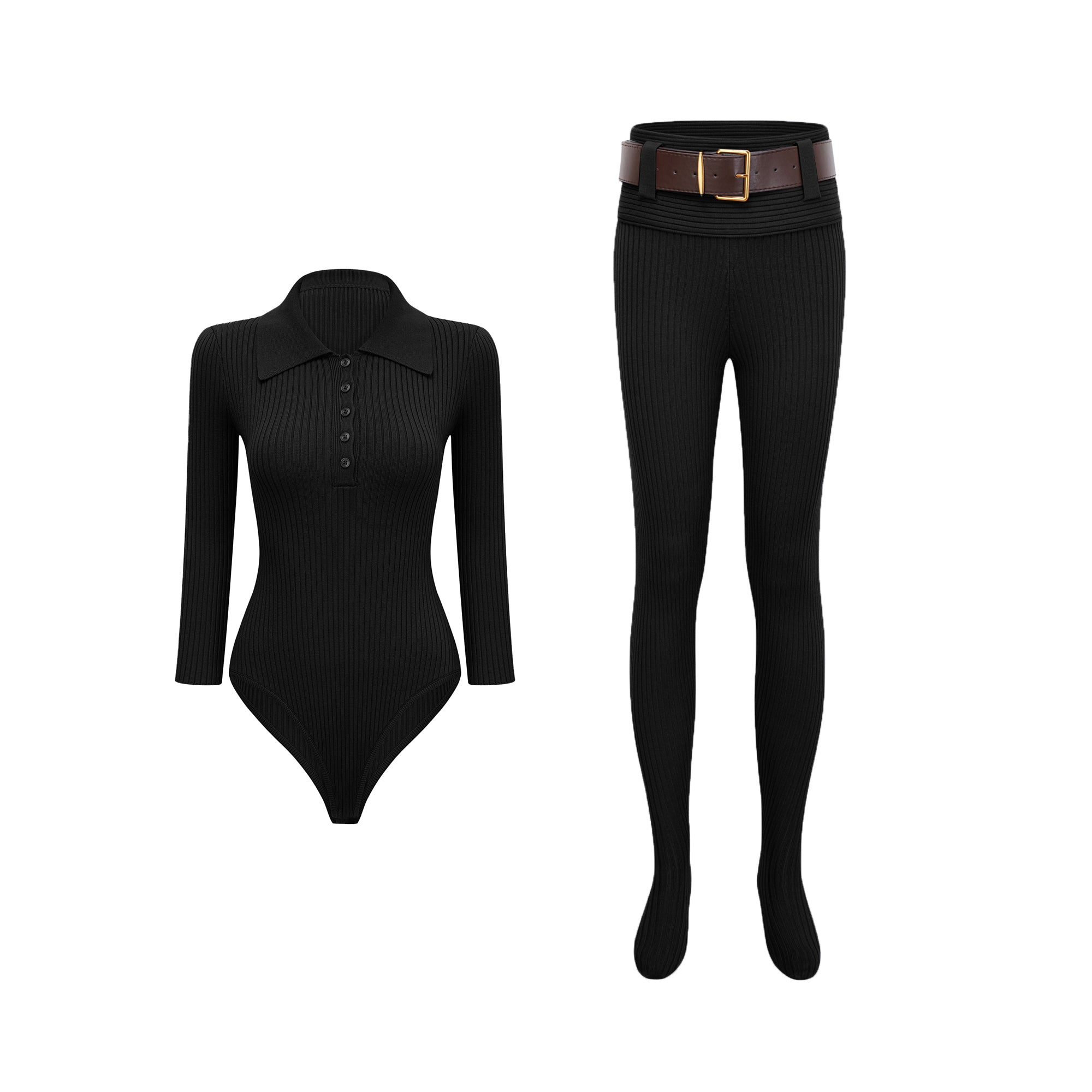 Knitted Polo Bodysuit & Trousers