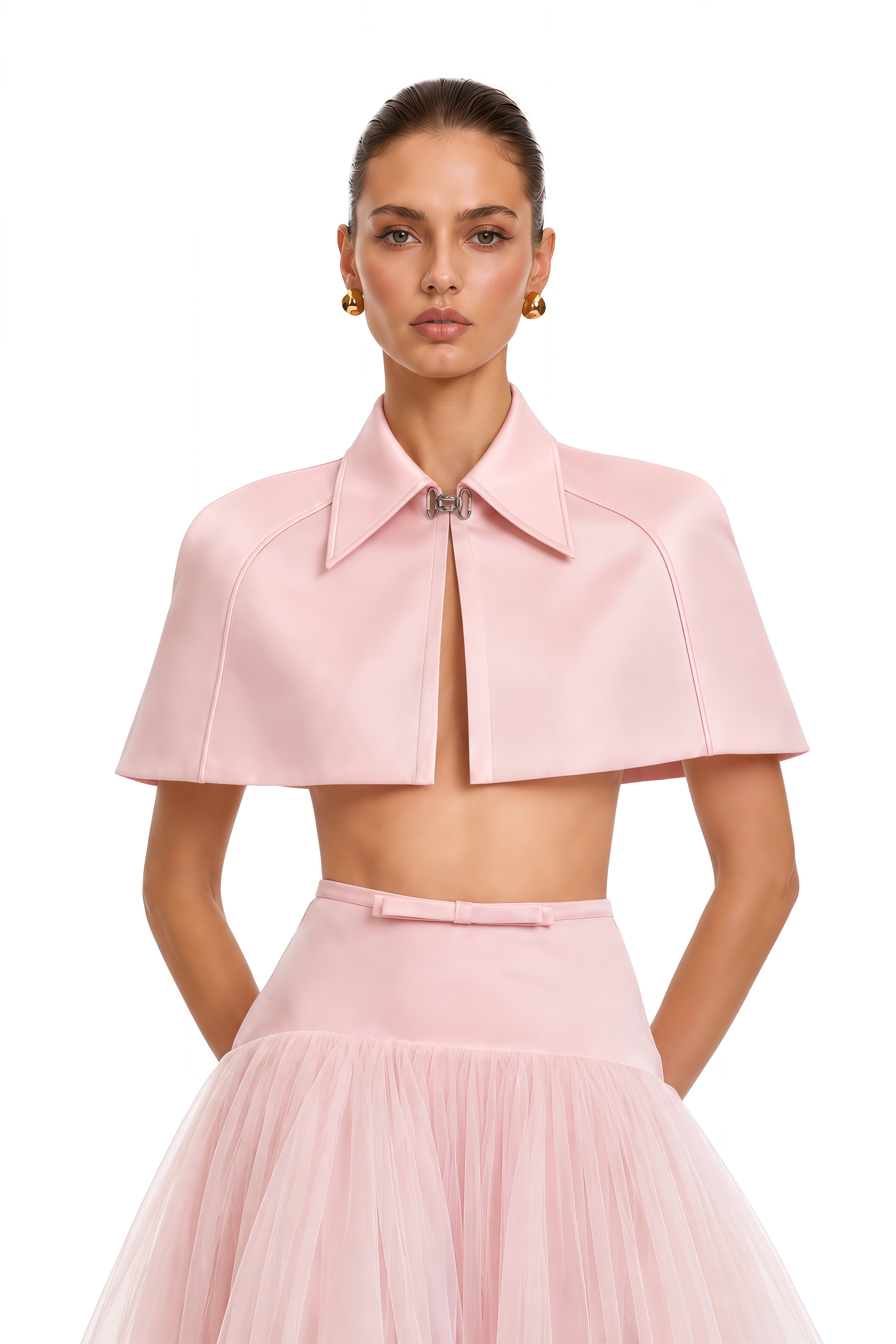 Clara Pink Cape Top & Tulle Skirt Set