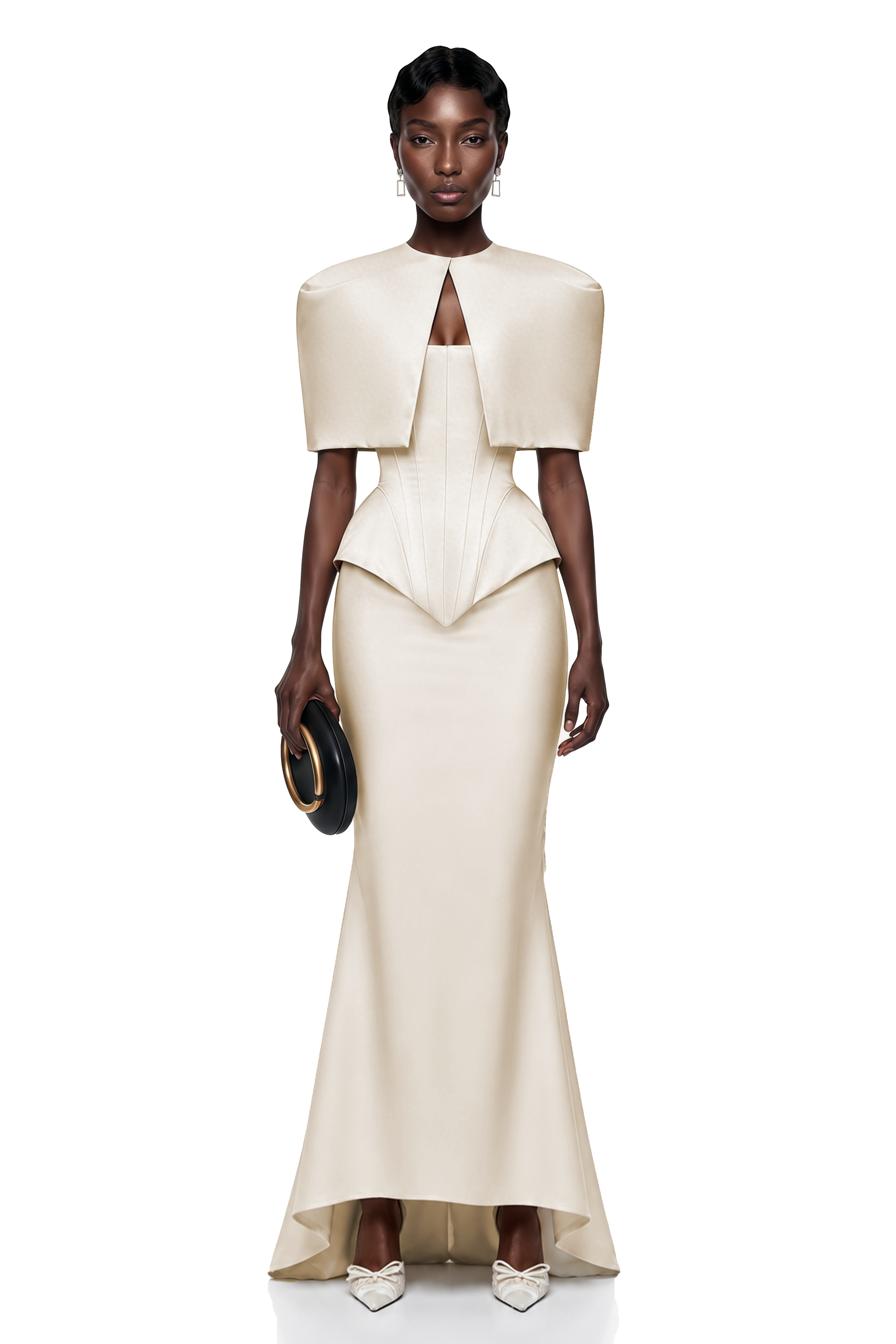 Clara White Corset Top & Skirt Set With Cape – Miss Rosier