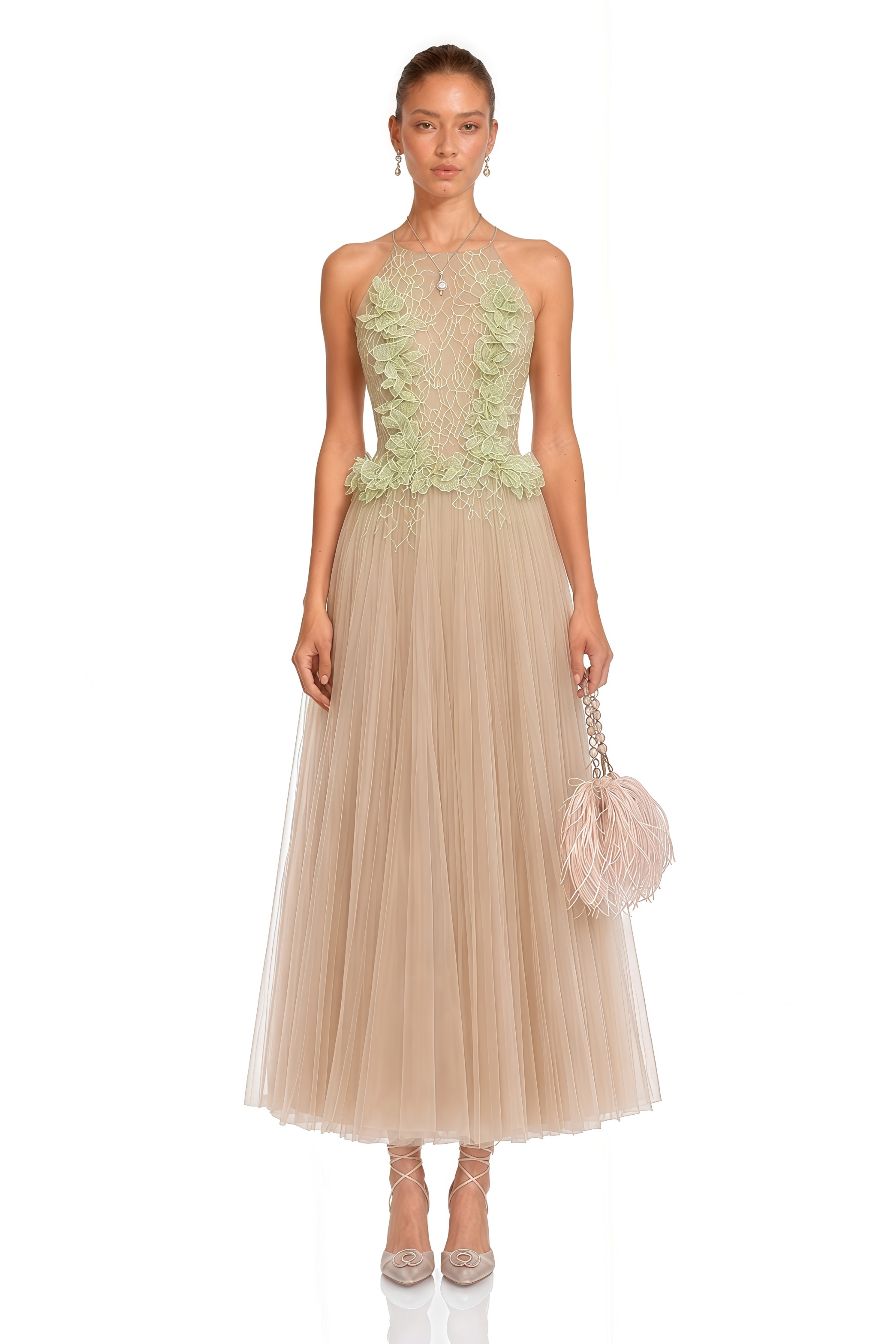 Concetta Chocolate Brown 3D Floral Midi Dress – Miss Rosier