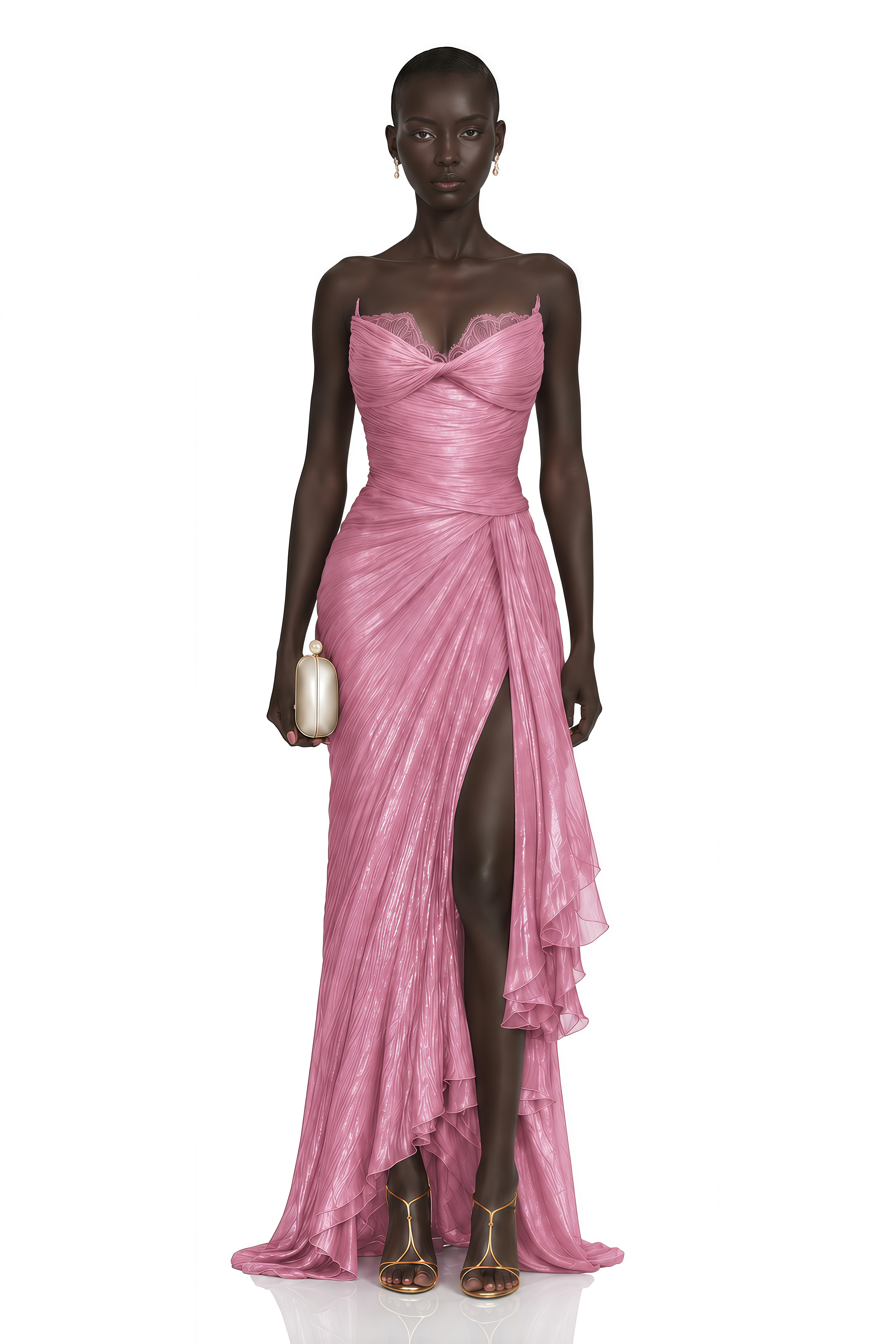 Constanza Pink Off Shoulder Ruched Maxi Dress