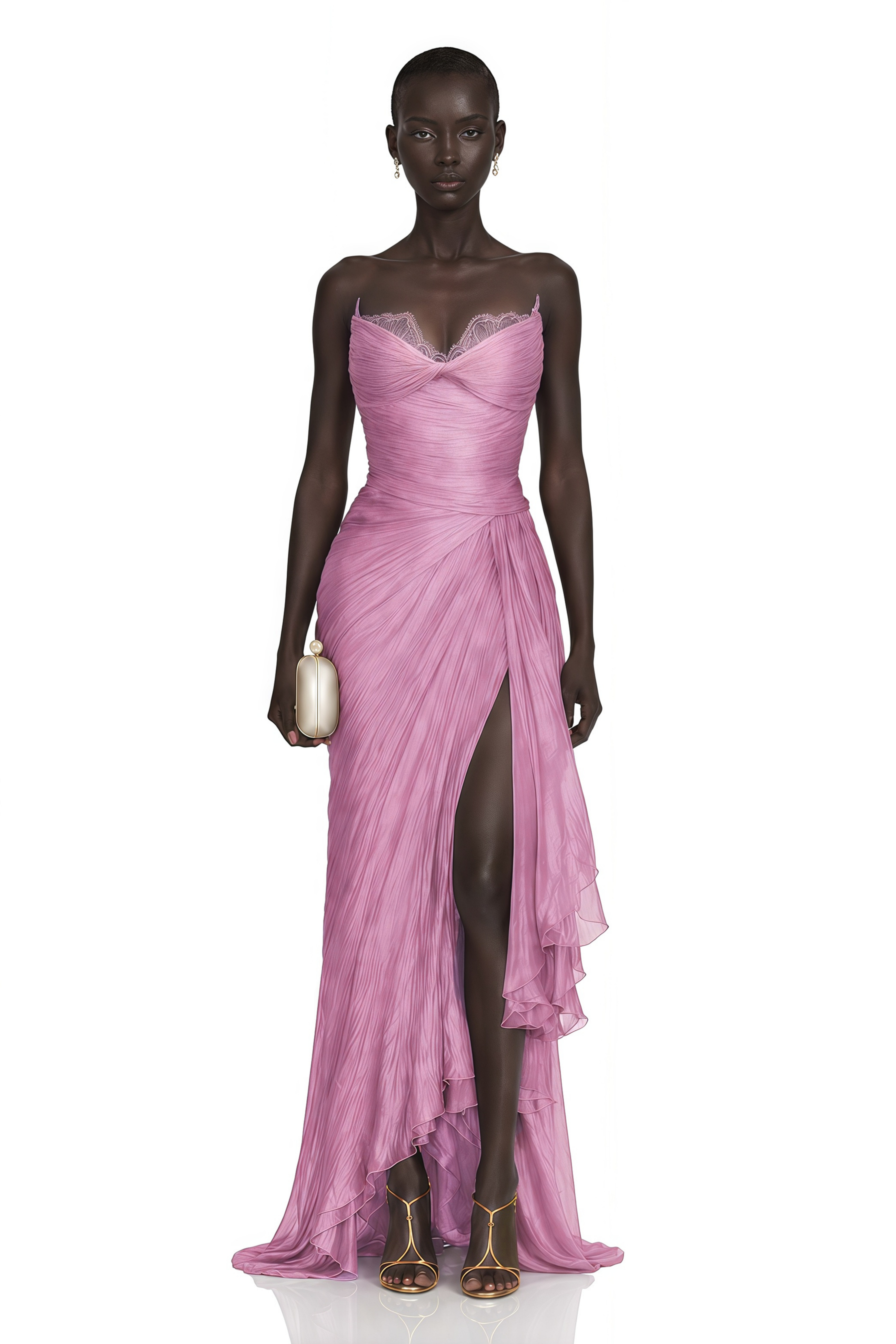 Constanza Pink Off Shoulder Ruched Maxi Dress