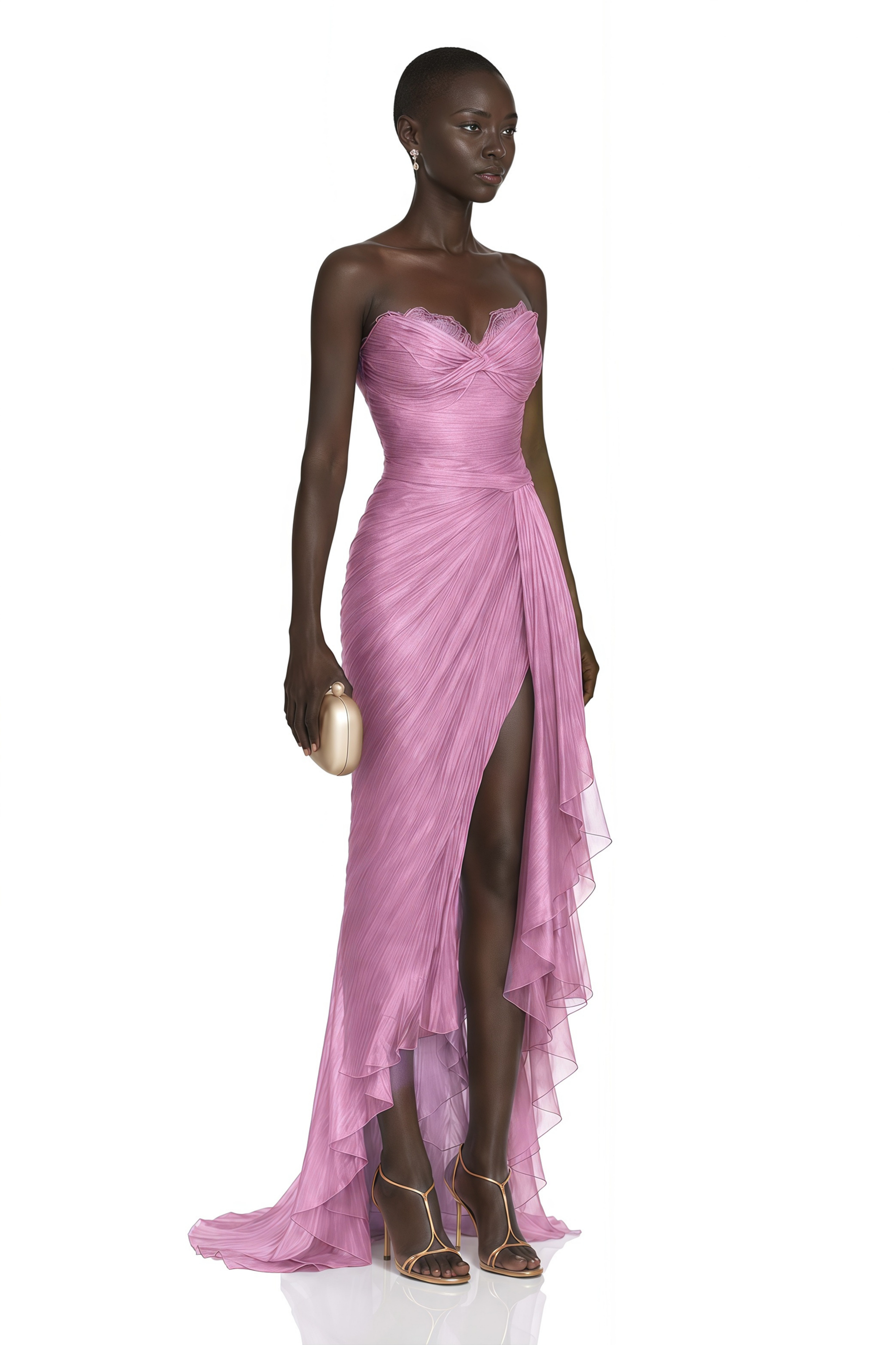 Constanza Pink Off Shoulder Ruched Maxi Dress