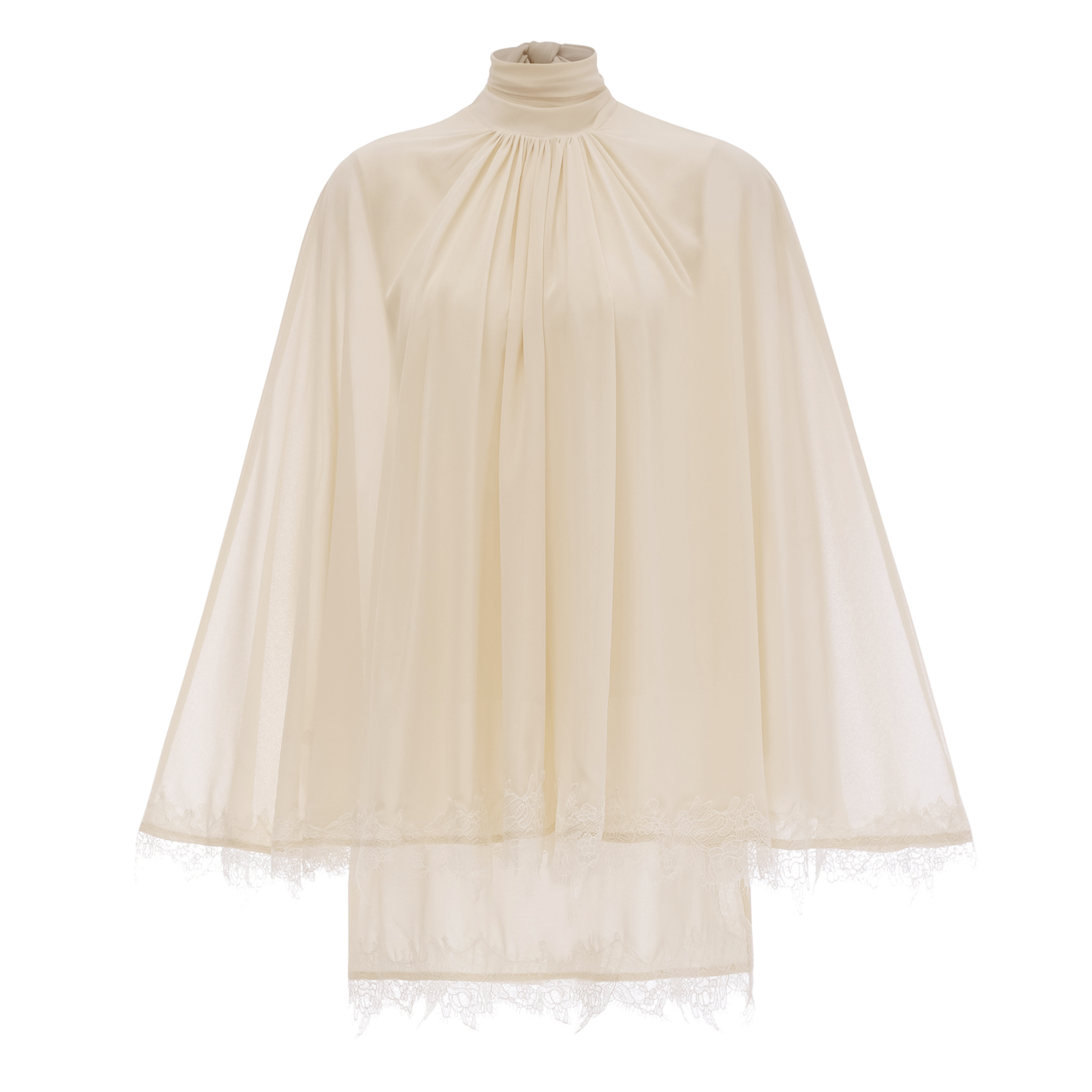 Consuela Neutral Pleated Mini Dress with Lace Trim