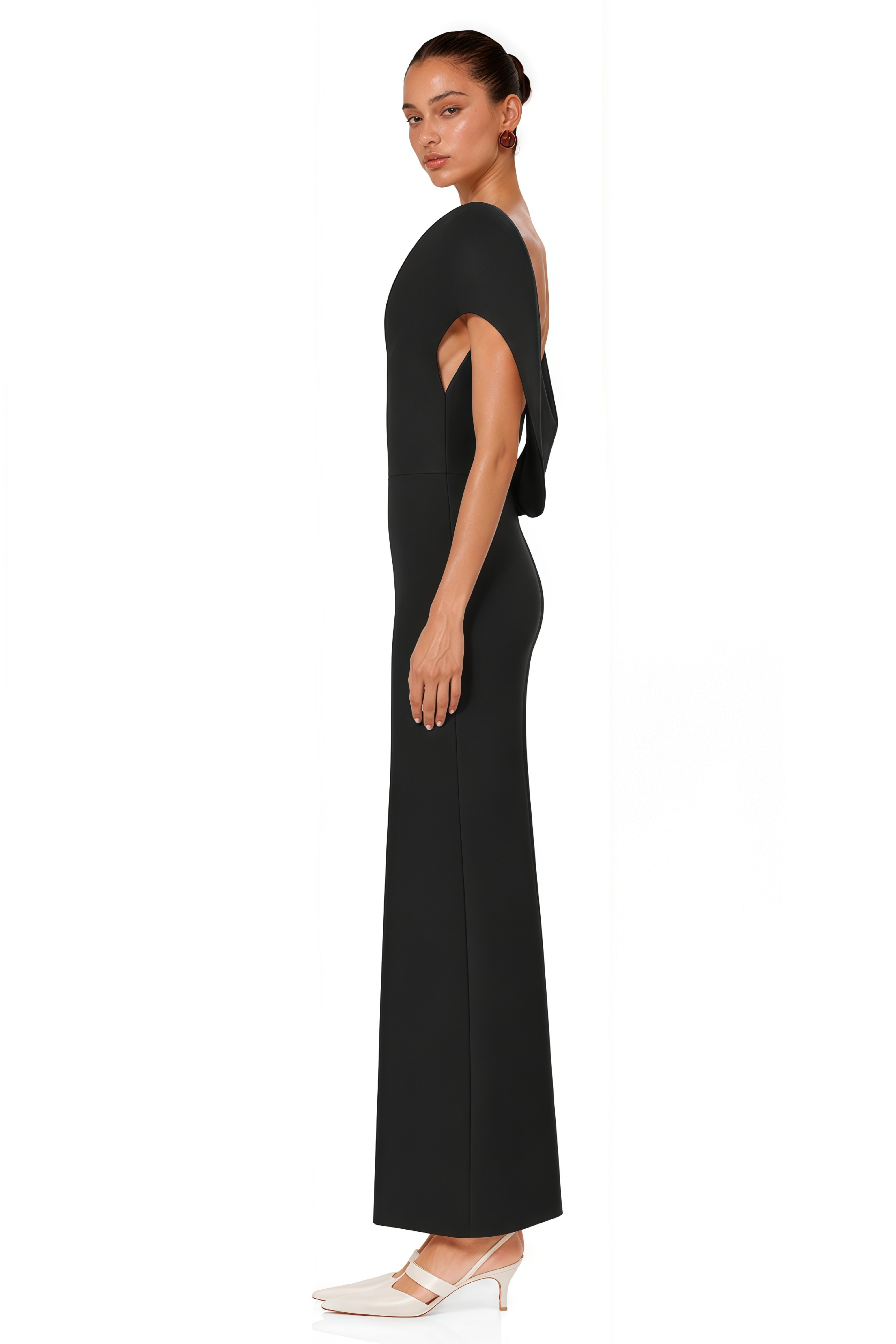 Consuelo Black Sculptural Off-Shoulder Mermaid Maxi Dress