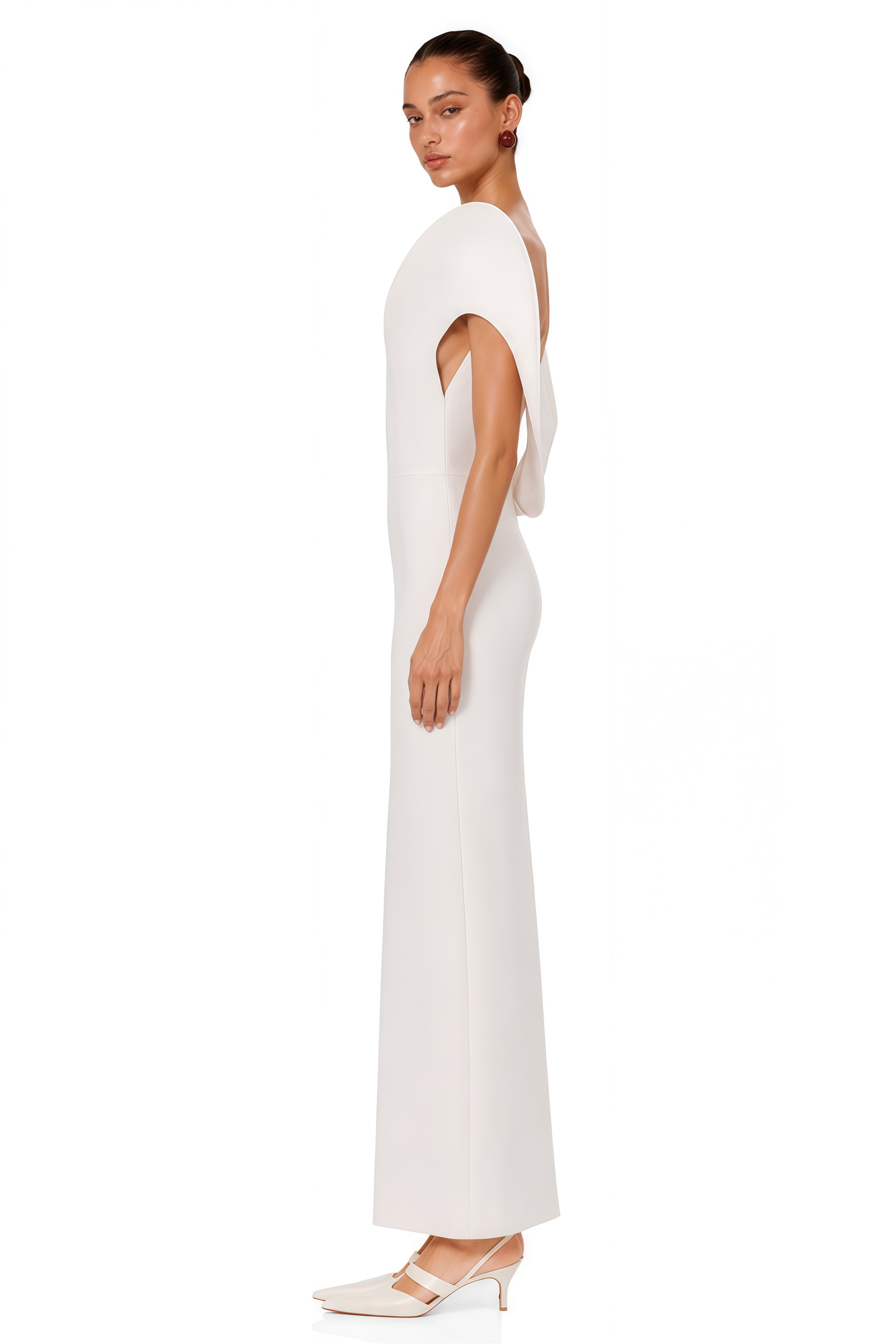 Consuelo White Sculptural Off-Shoulder Mermaid Maxi Dress