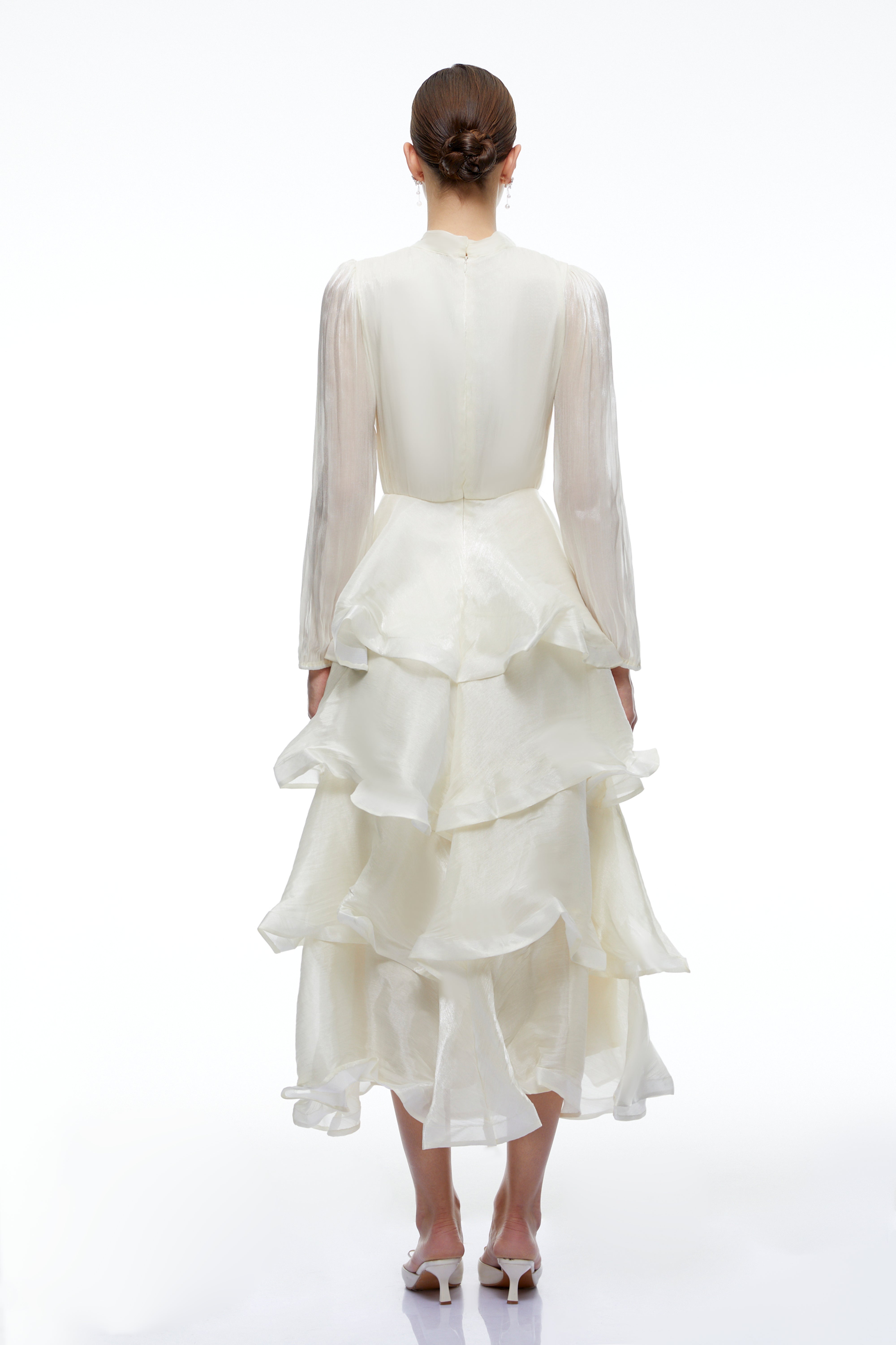 Cressida Ivory Tiered Maxi Dress with Bow Detail