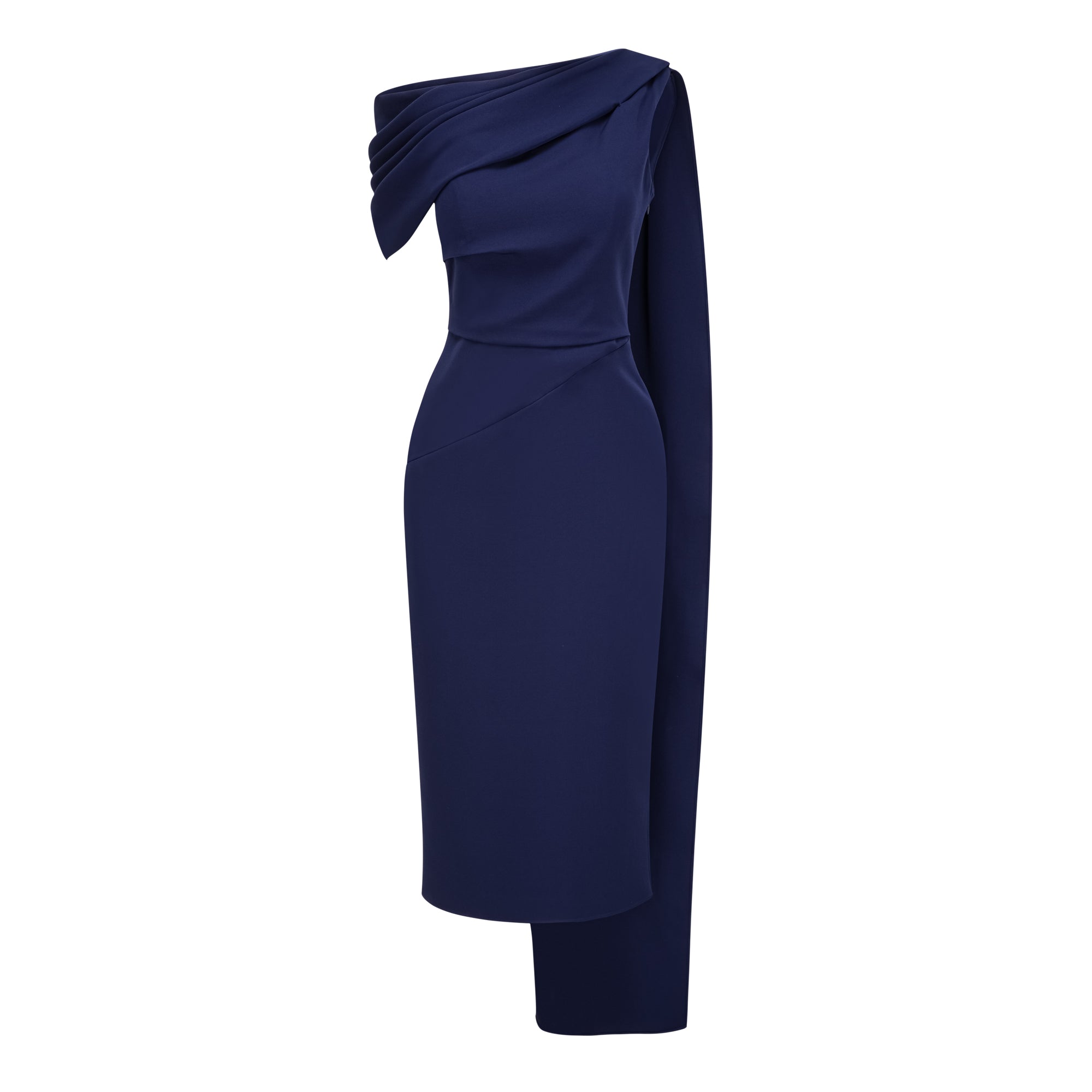Navy Blue Ribbon Design Midi Dress