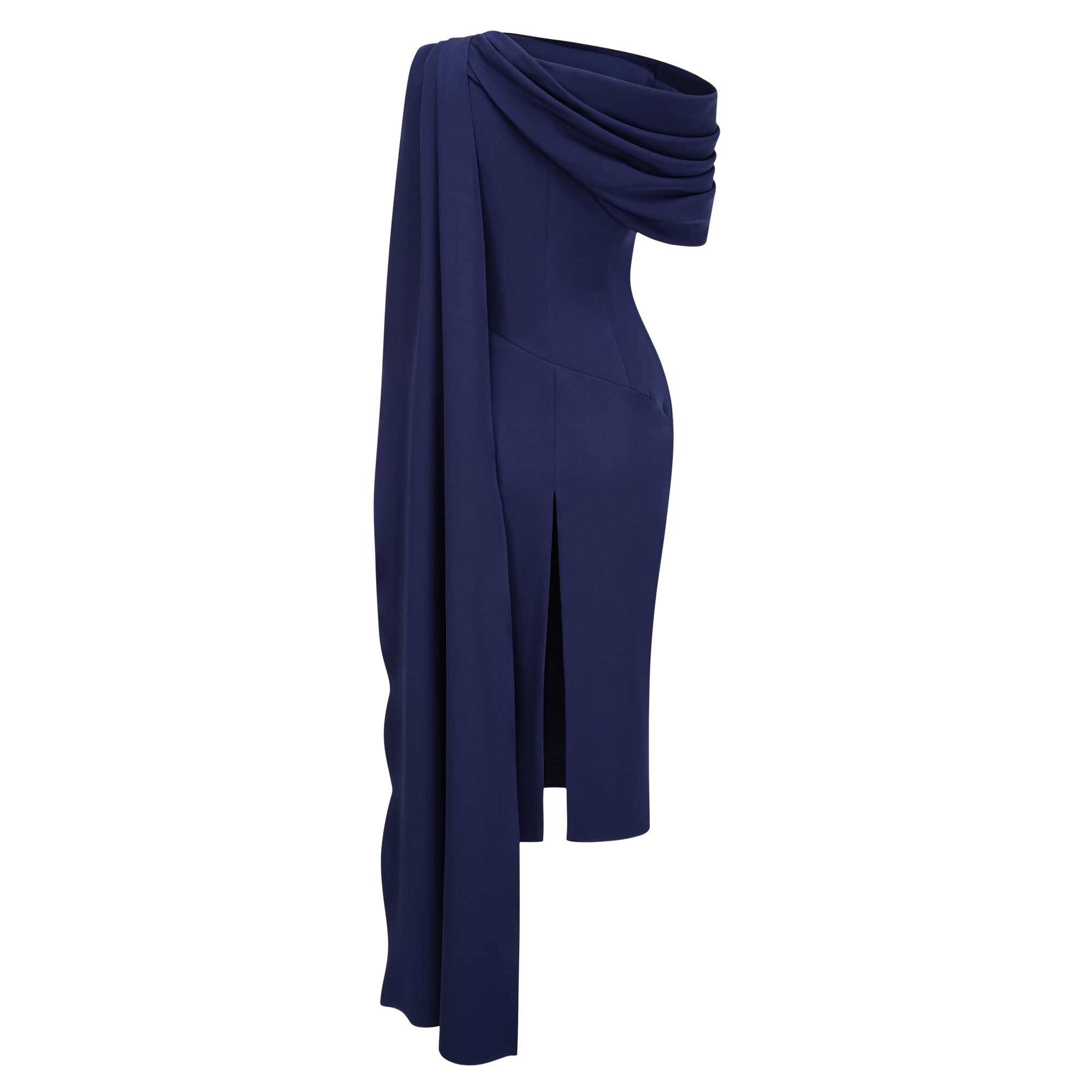 Navy Blue Ribbon Design Midi Dress