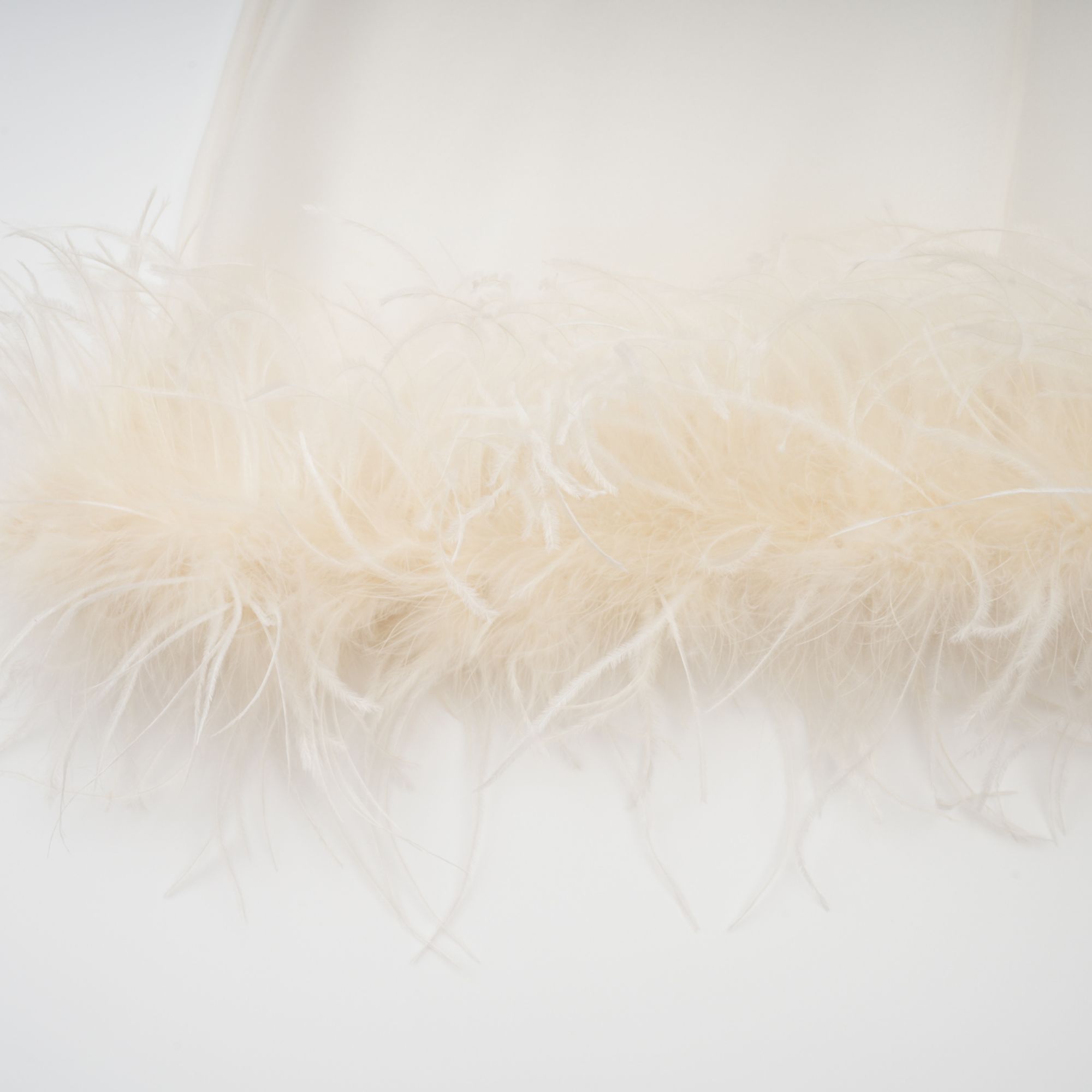 White Feather Trim Mini Dress
