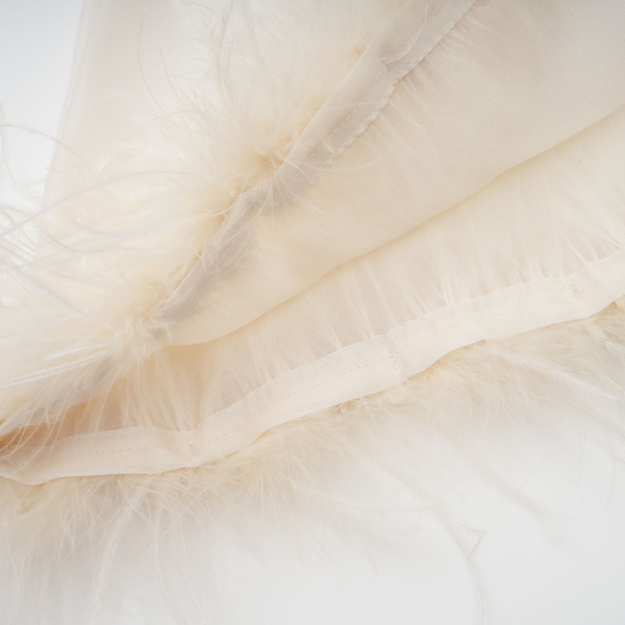 White Feather Trim Mini Dress