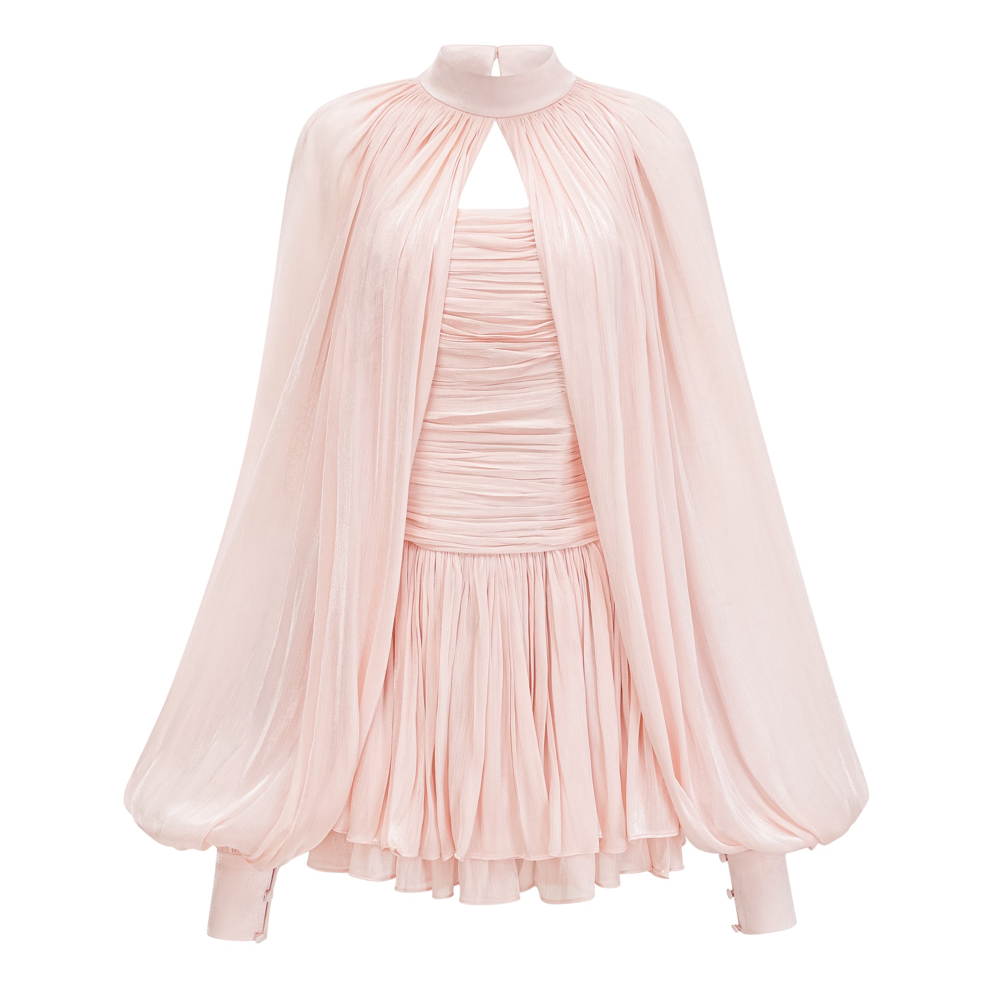 Pink Glossy Cape & Dress
