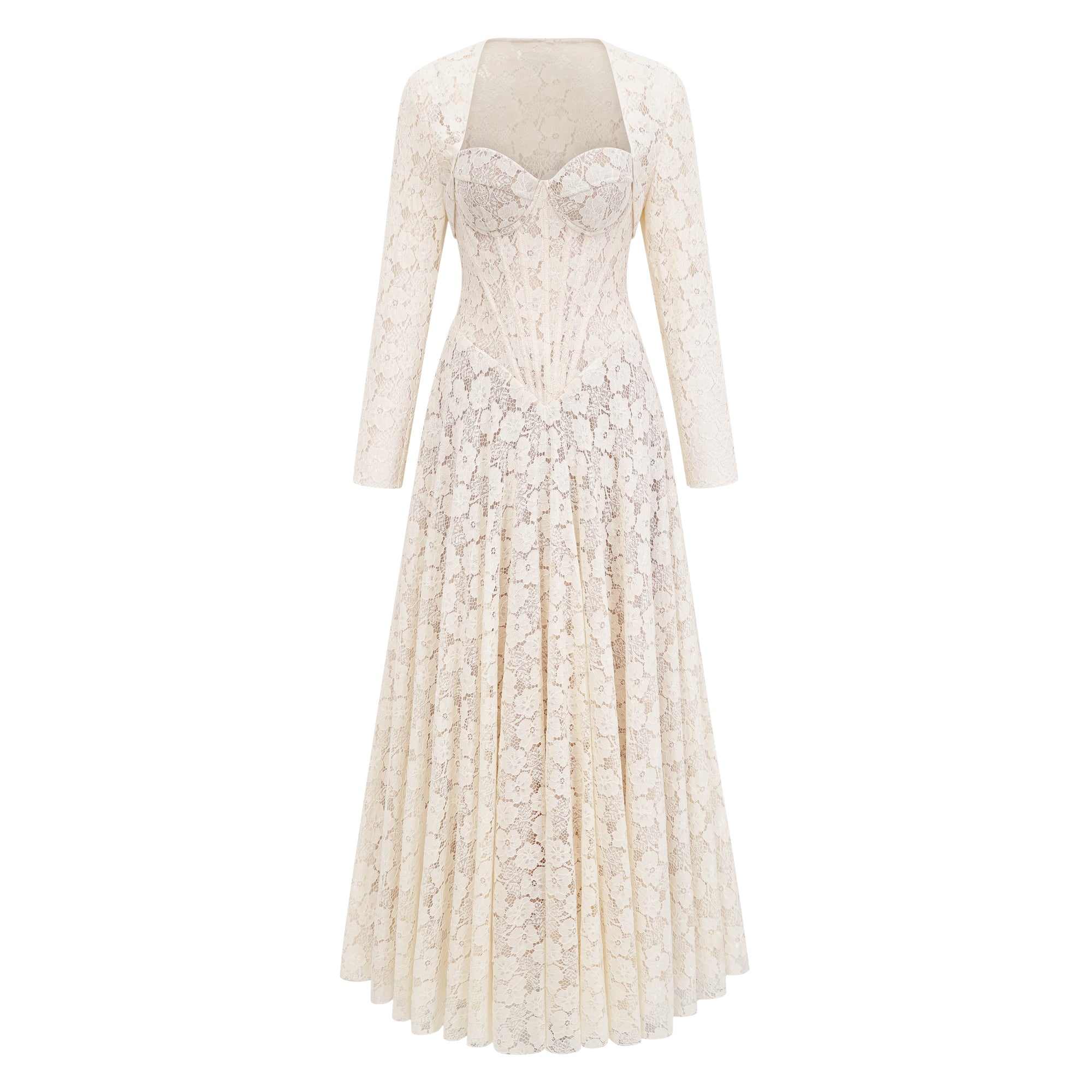 White Lace Corset Maxi Dress