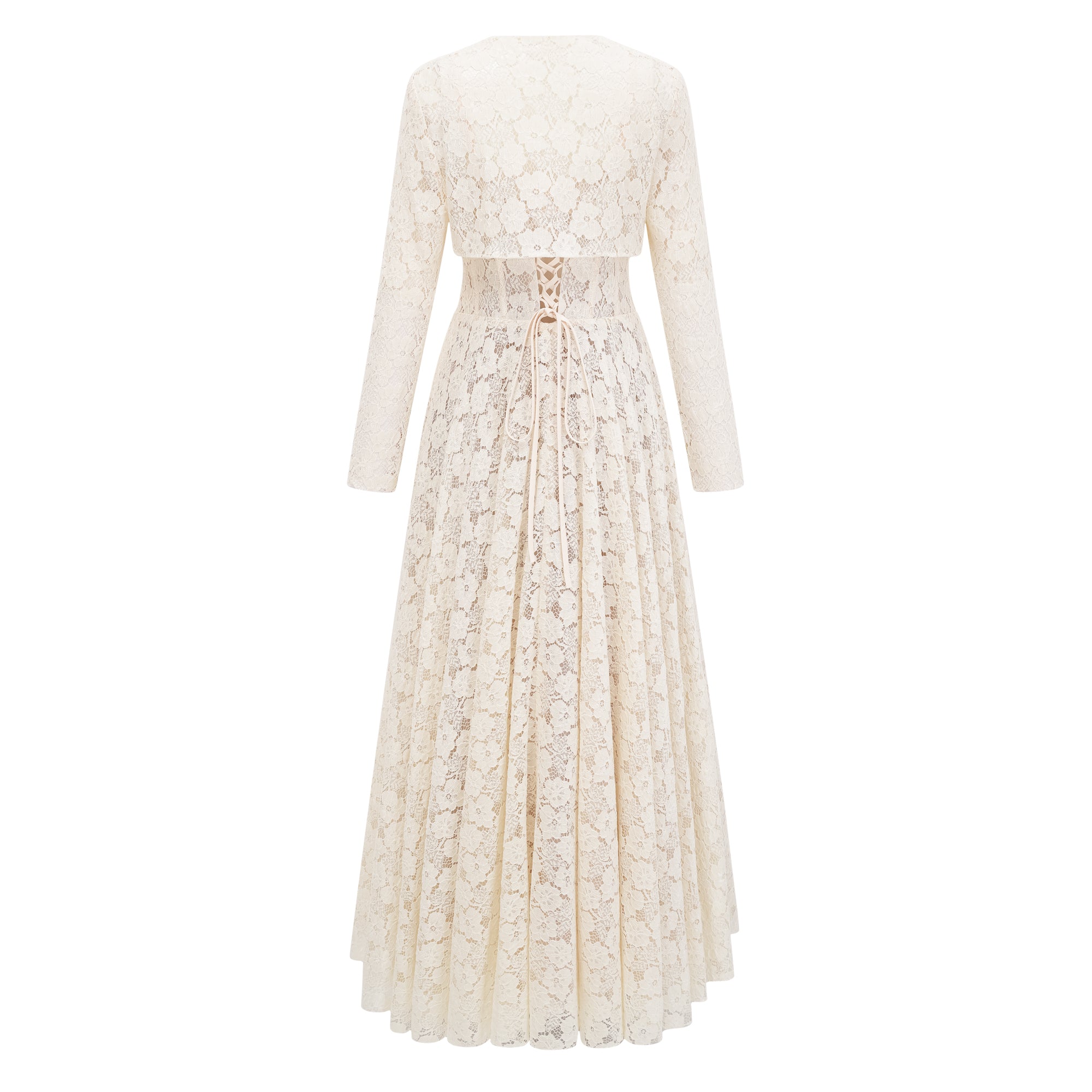 White Lace Corset Maxi Dress