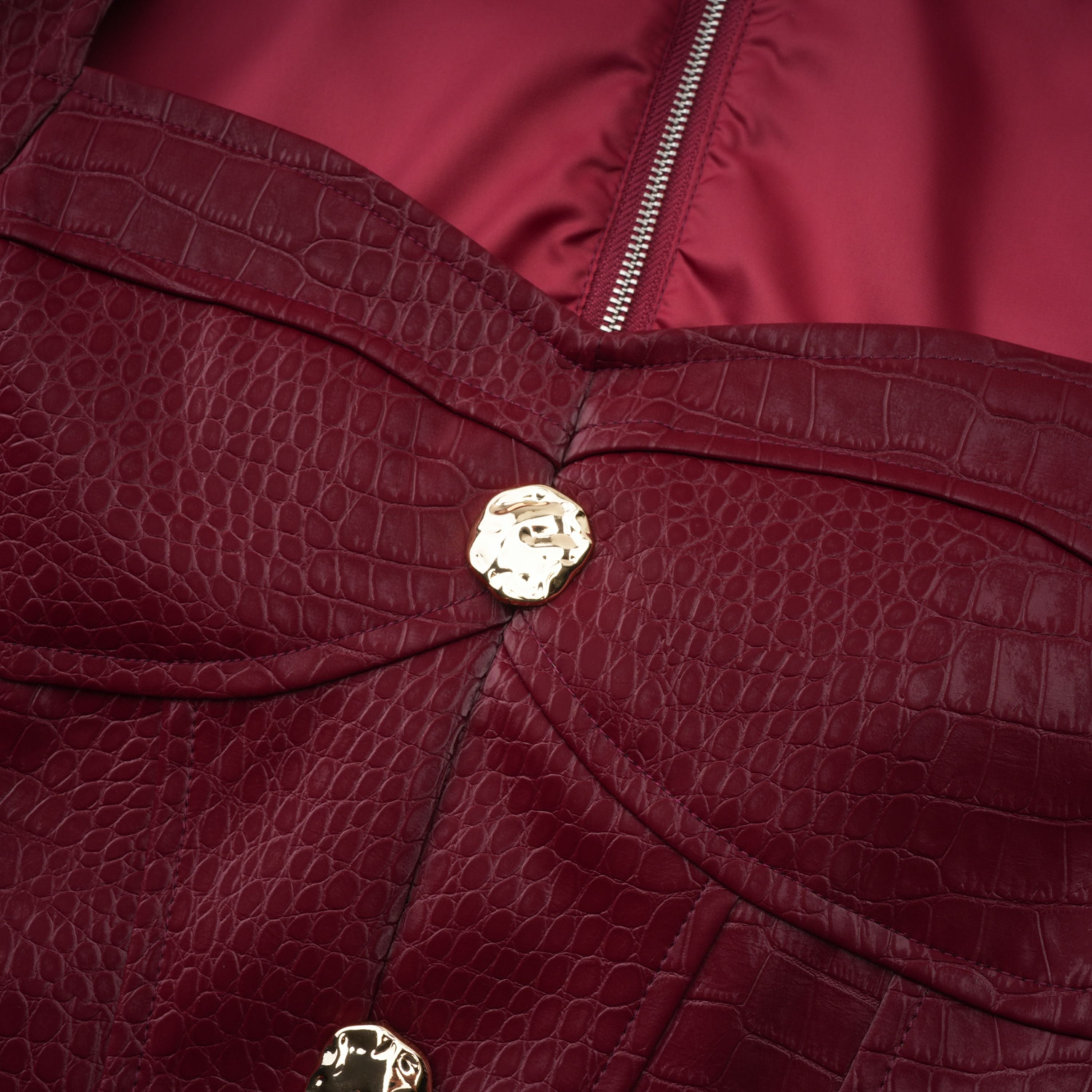 Frankie Red Leather Mini Dress with Decorative Buttons