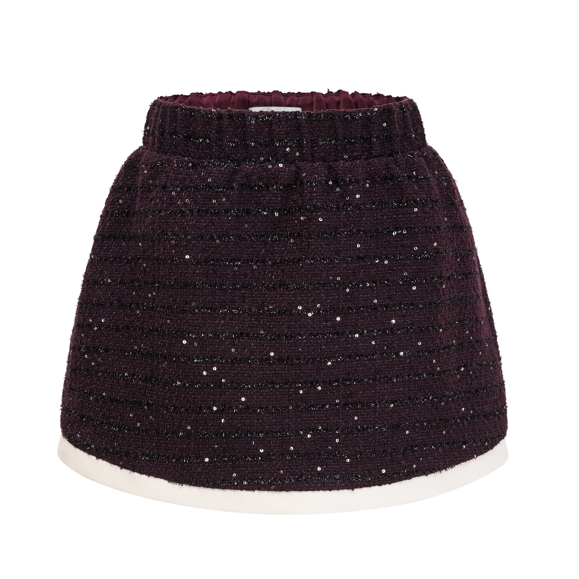 Purple tweed jacket and mini skirt set