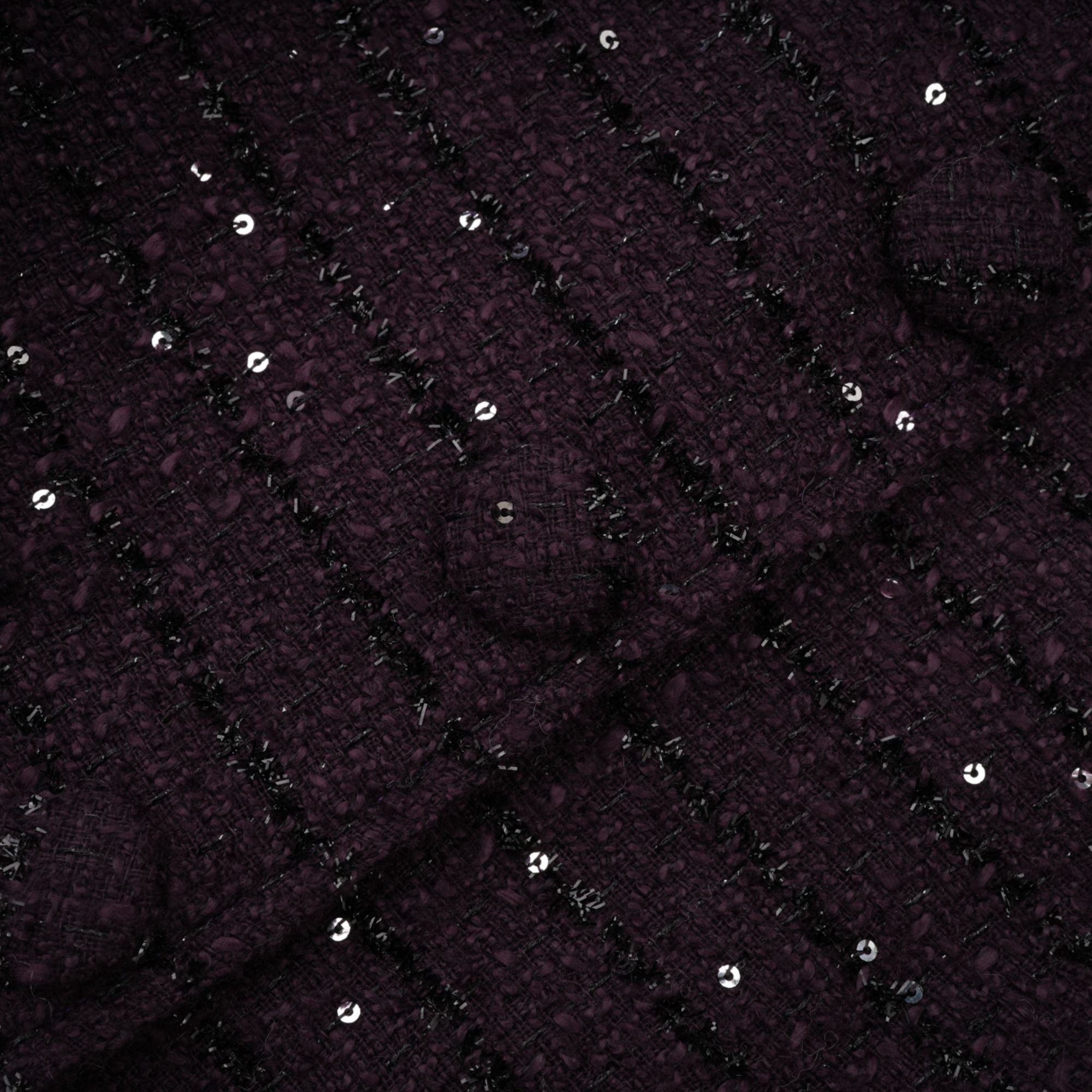 Purple tweed jacket and mini skirt set