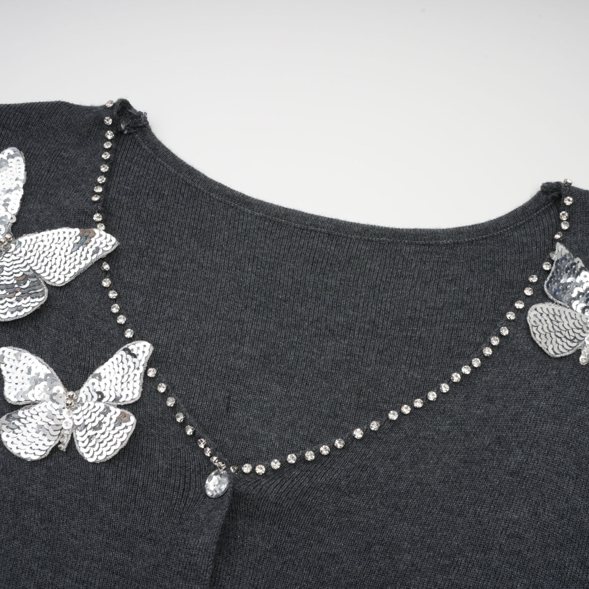 Anastasie Grey Sequined Butterfly-Motif Cardigan