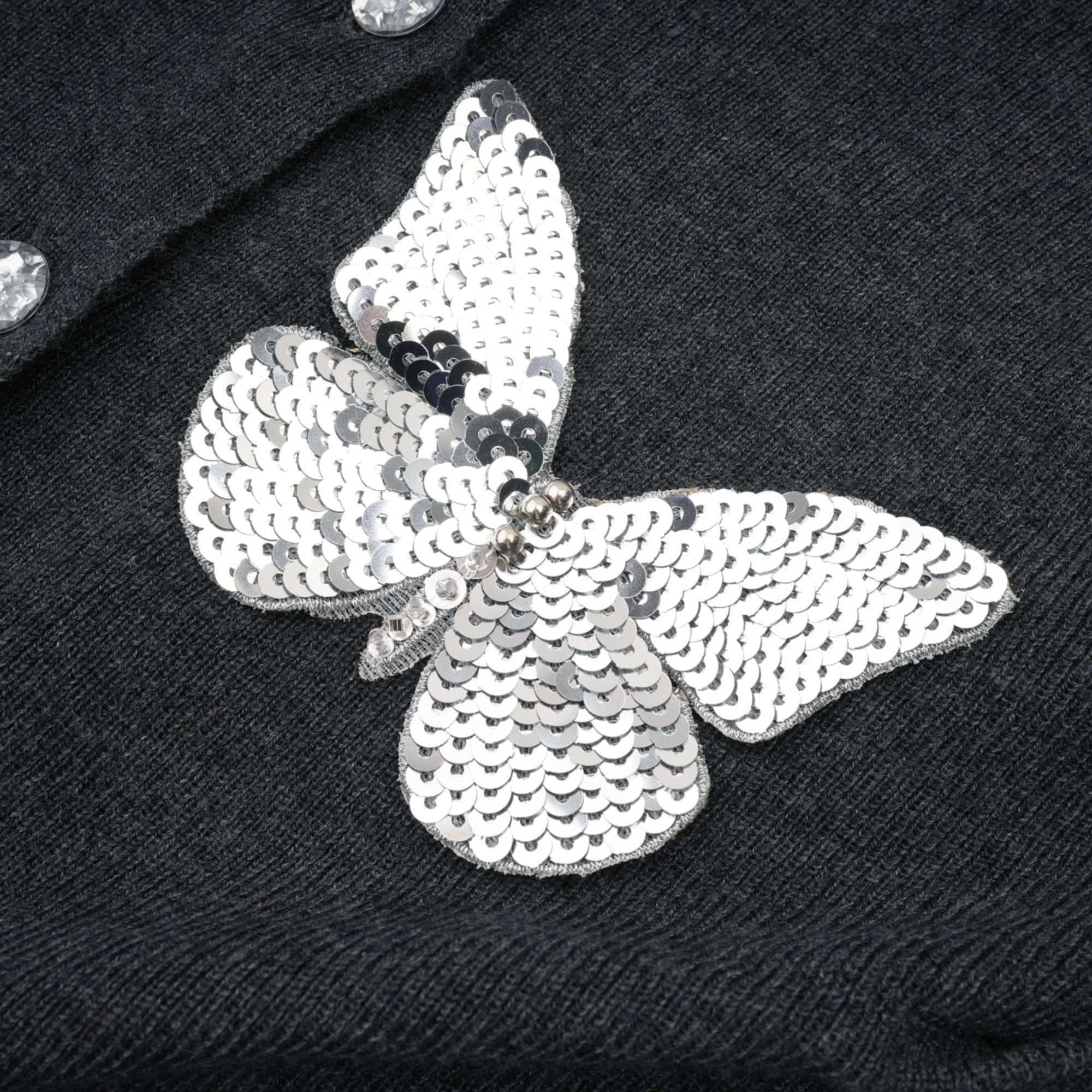 Anastasie Grey Sequined Butterfly-Motif Cardigan