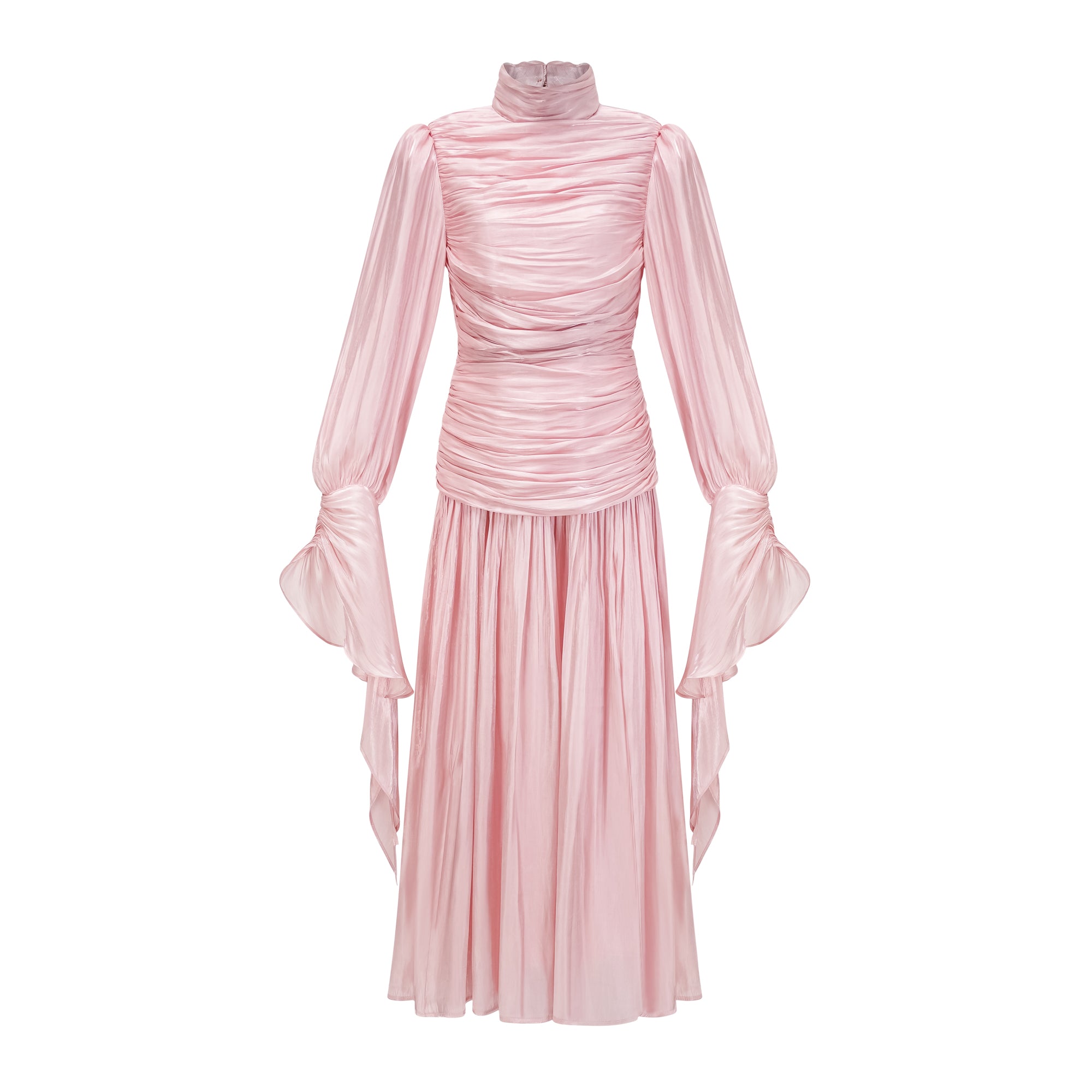 Puff Sleeve Ruched Bodice Maxi Dress