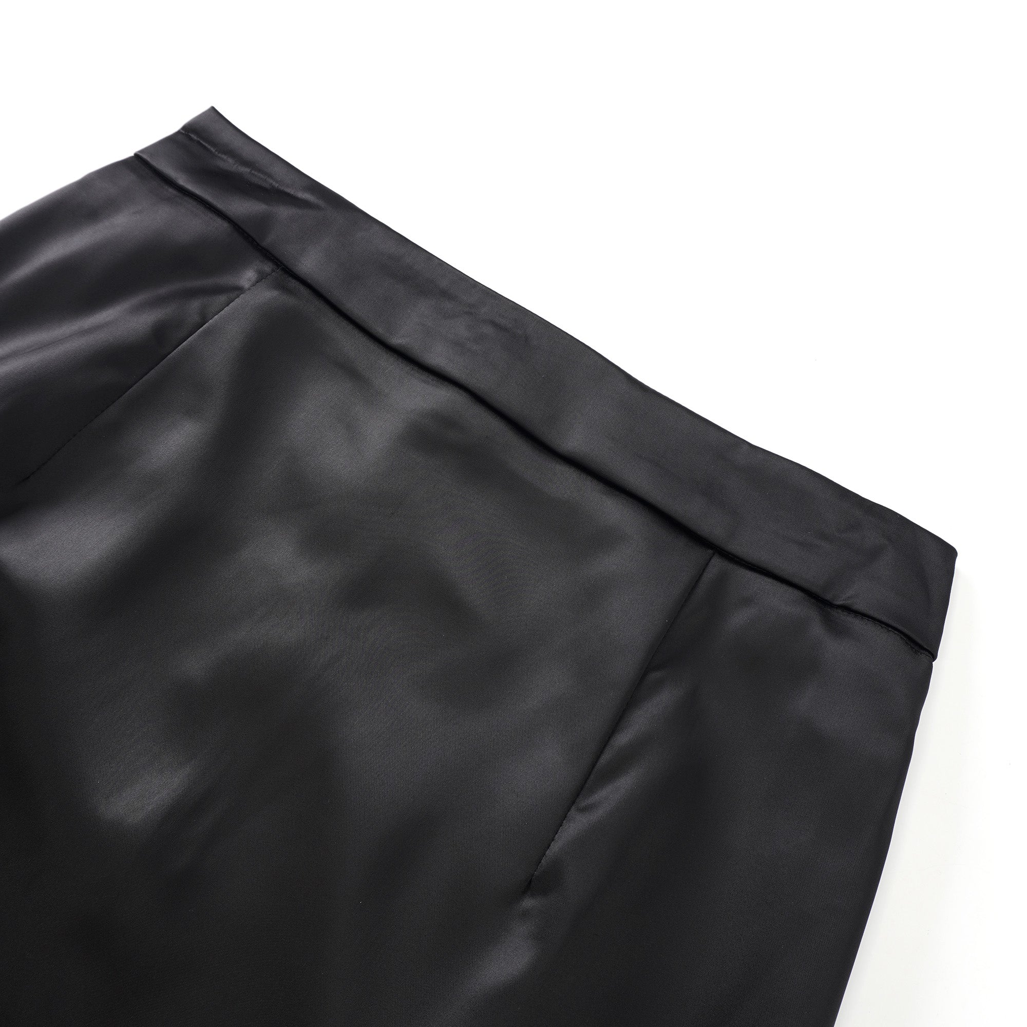 Black blazer paired with a black satin maxi skirt
