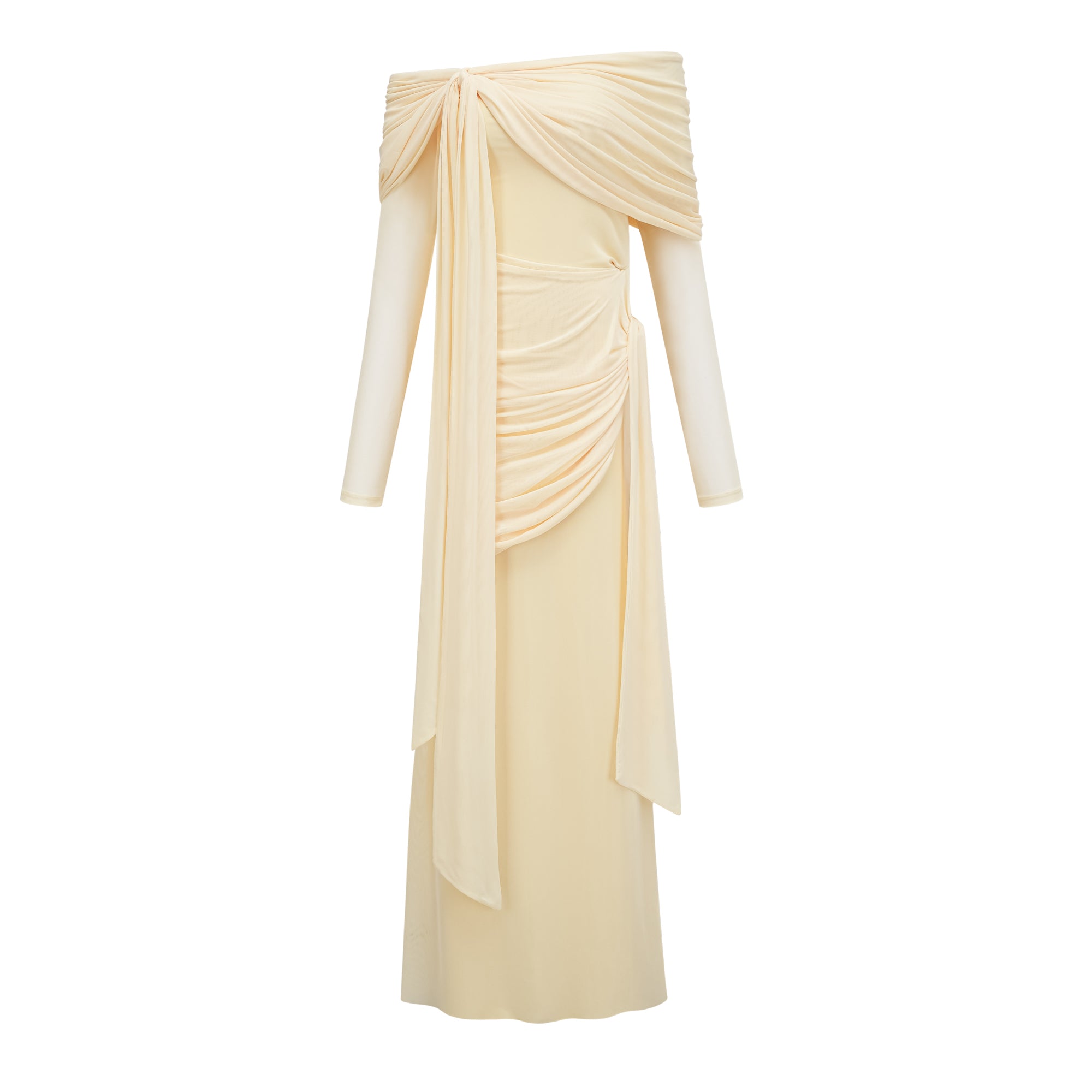 Off-shoulder Maxi Dress in Butter Yellow