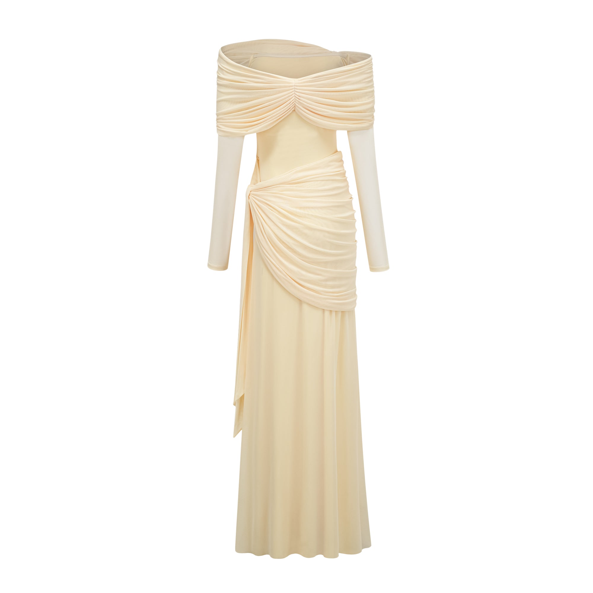 Off-shoulder Maxi Dress in Butter Yellow