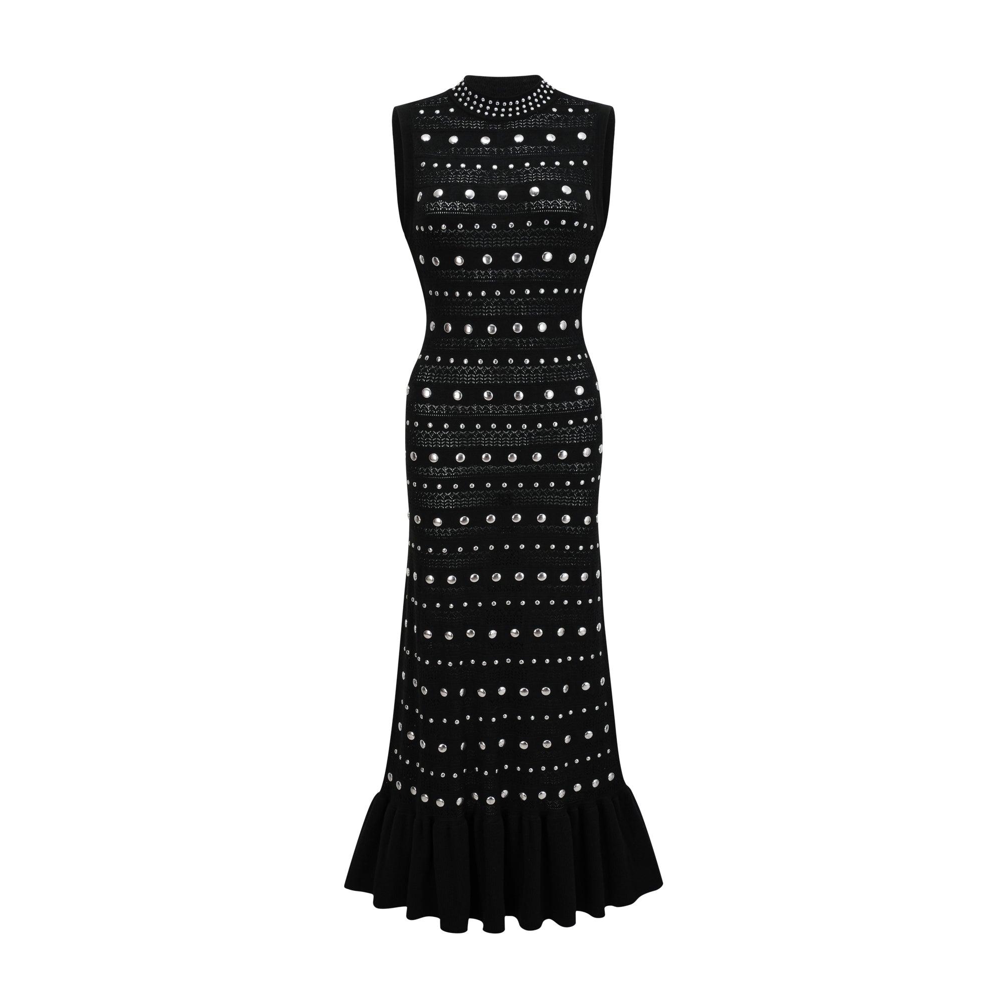 Chloé Studded Crochet-Knit Maxi Dress in Black – Miss Rosier
