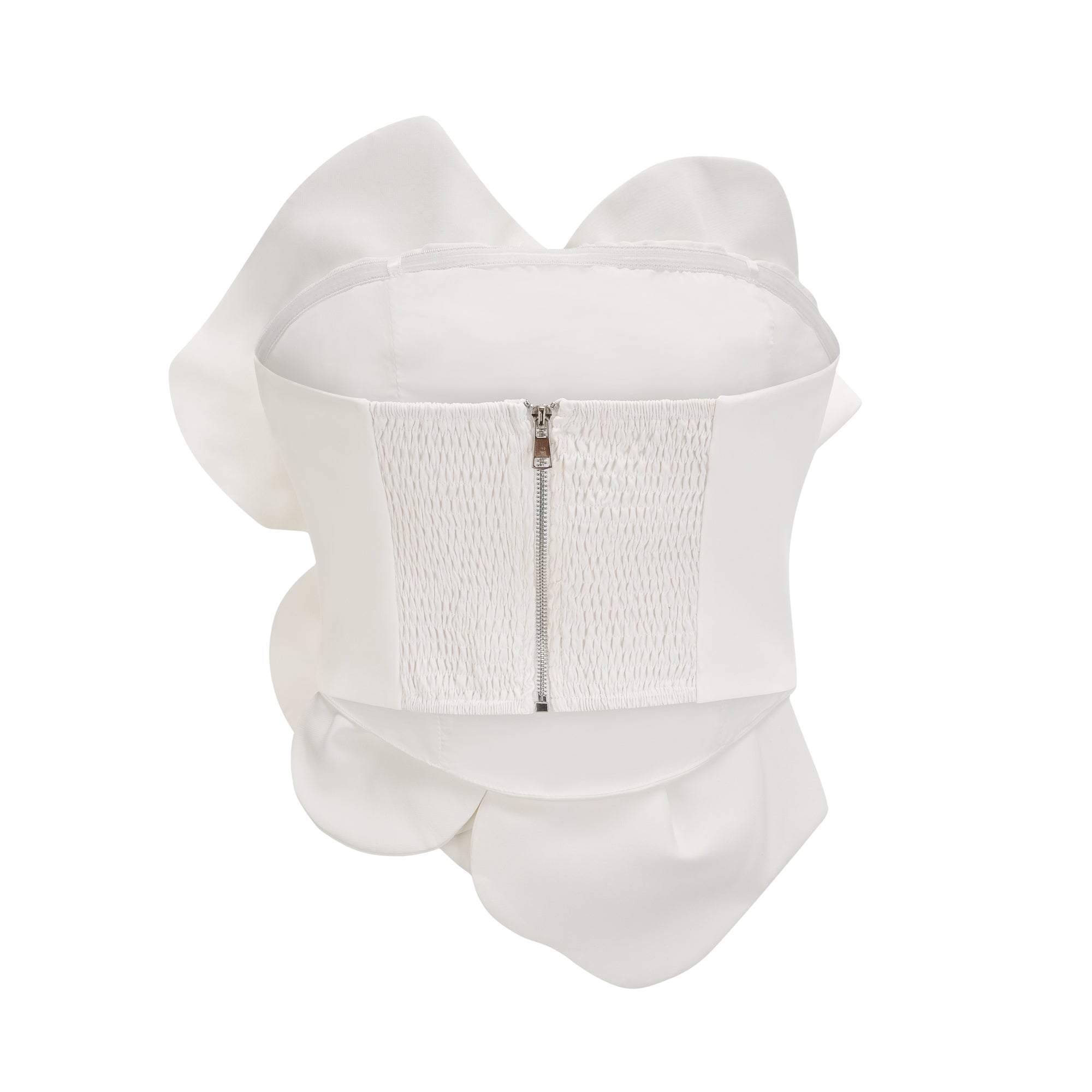 White 3D floral strapless corset top