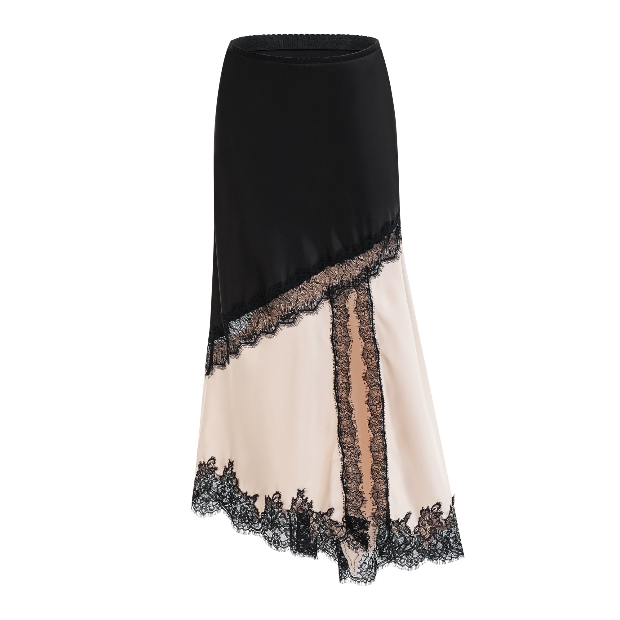 Asymmetrical Satin Midi Skirt