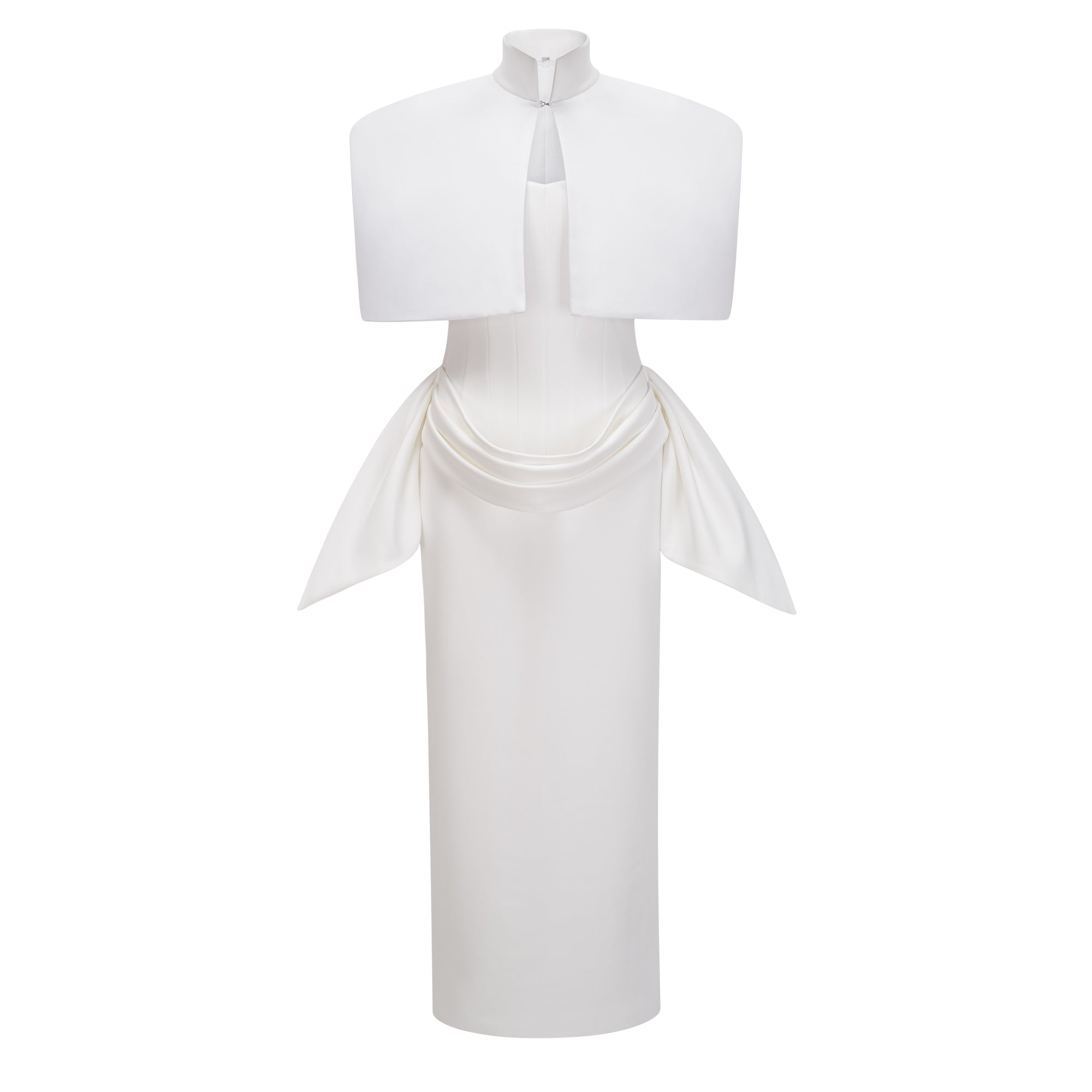 White Structured Cape & Corset Dress Set