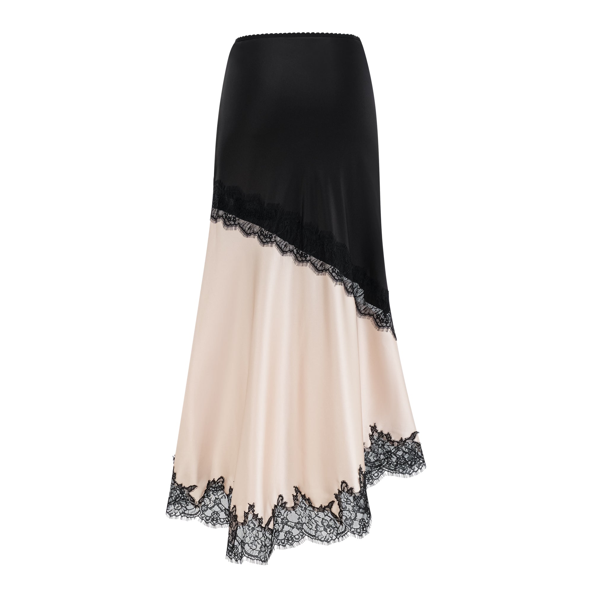 Asymmetrical Satin Midi Skirt