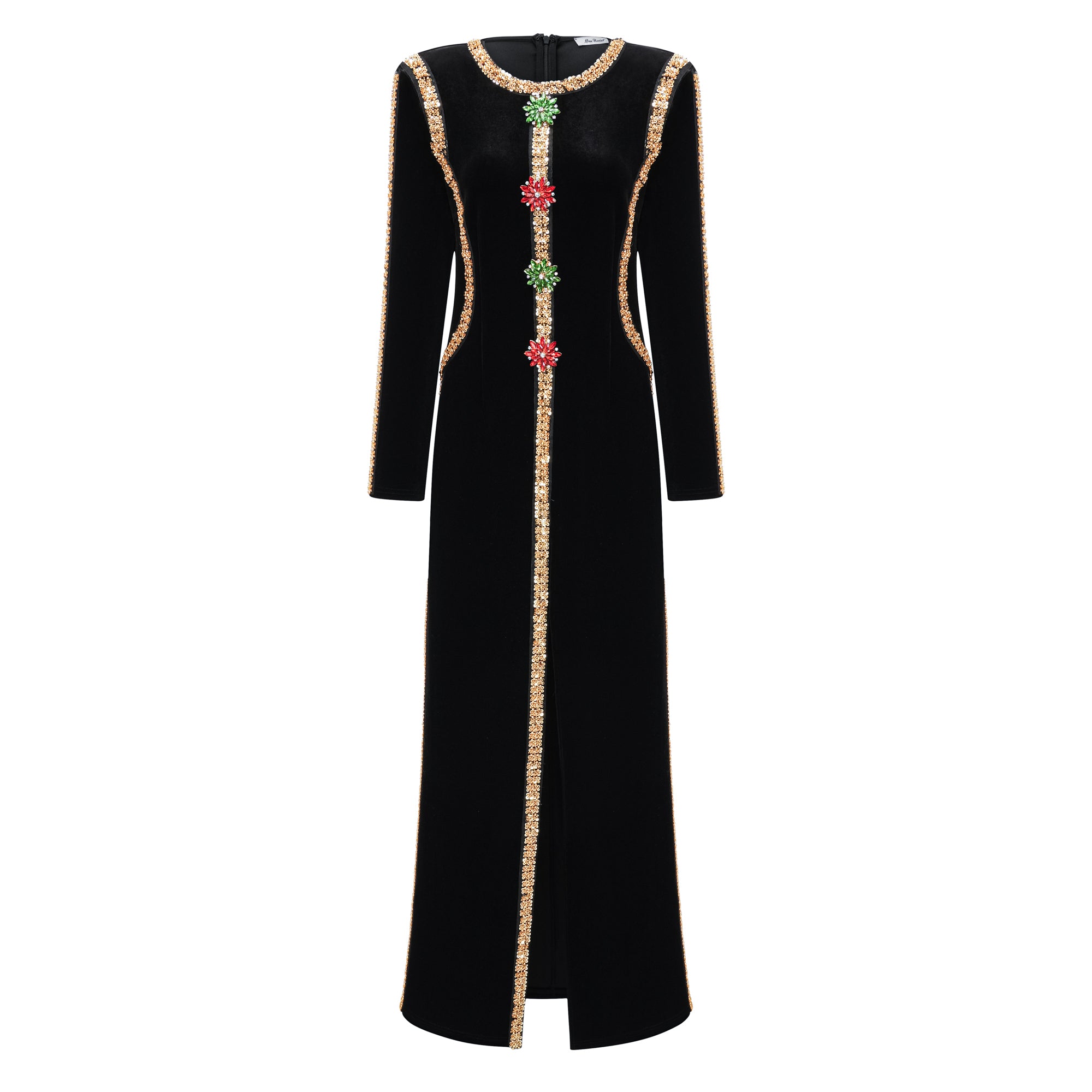 Embellished Velvet Maxi Dress