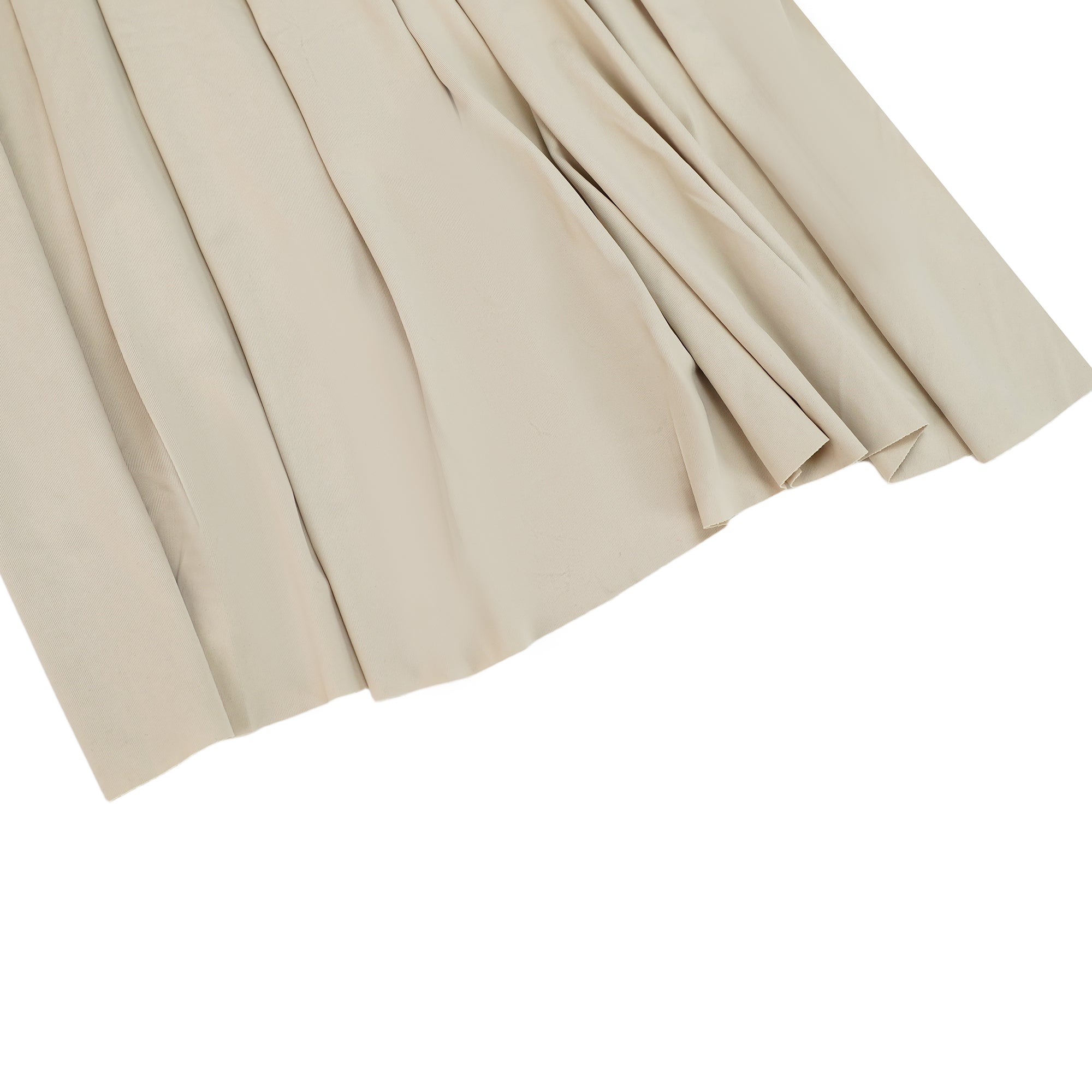 Beige long-sleeve maxi dress with a draped bodice and floor-length cape panel