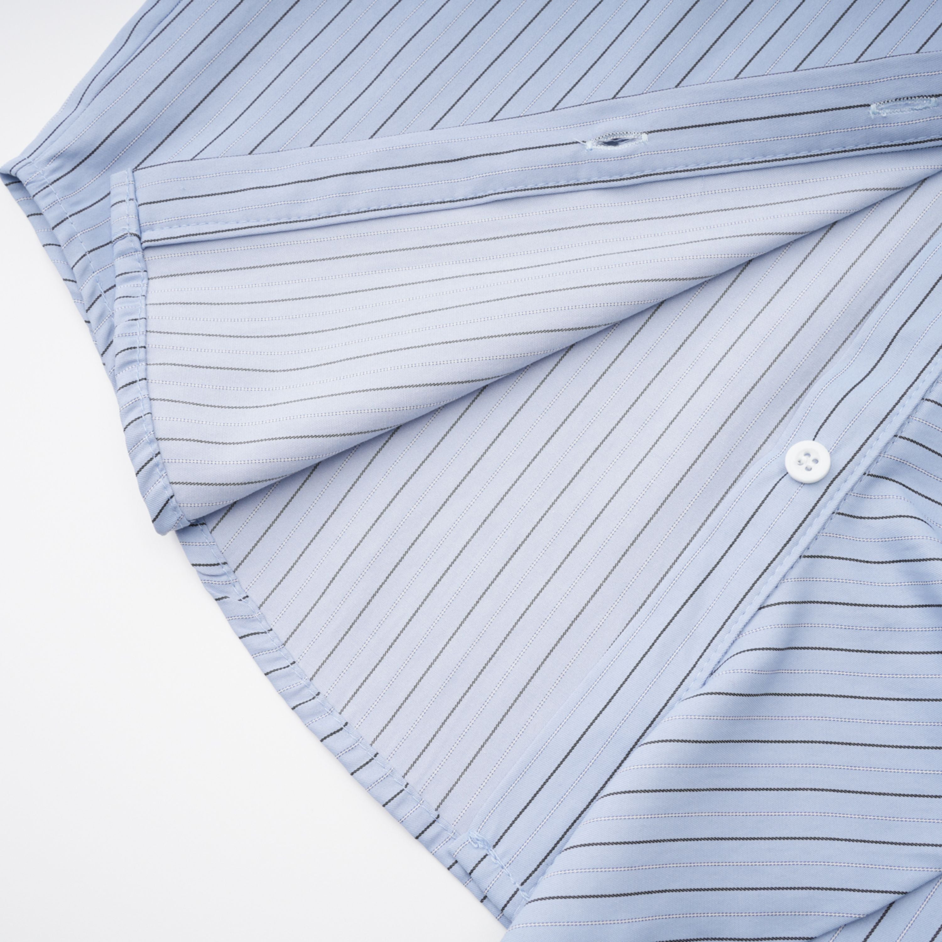 Blue 3D Petal Pinstriped Shirt