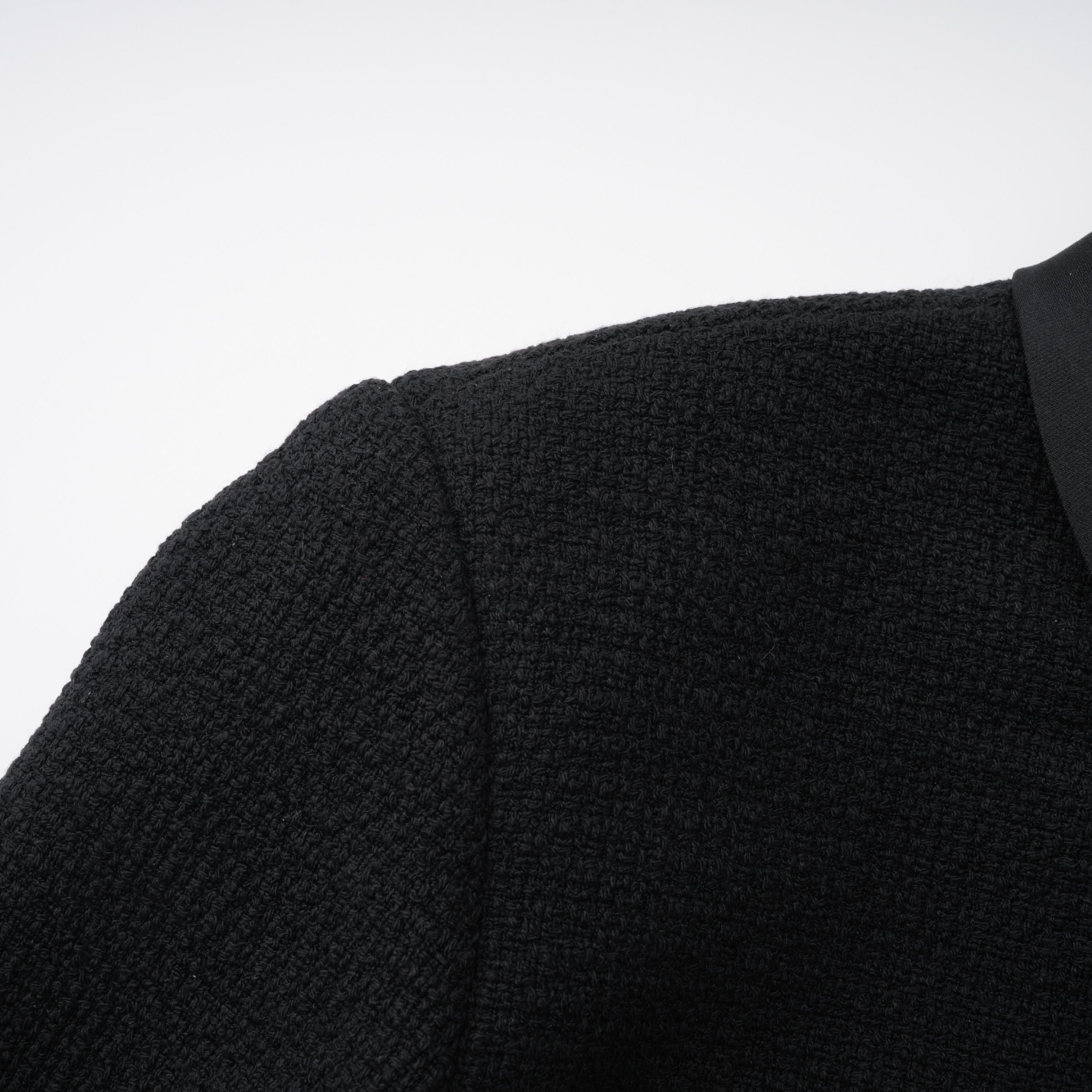Black High Neck Tweed Midi Dress