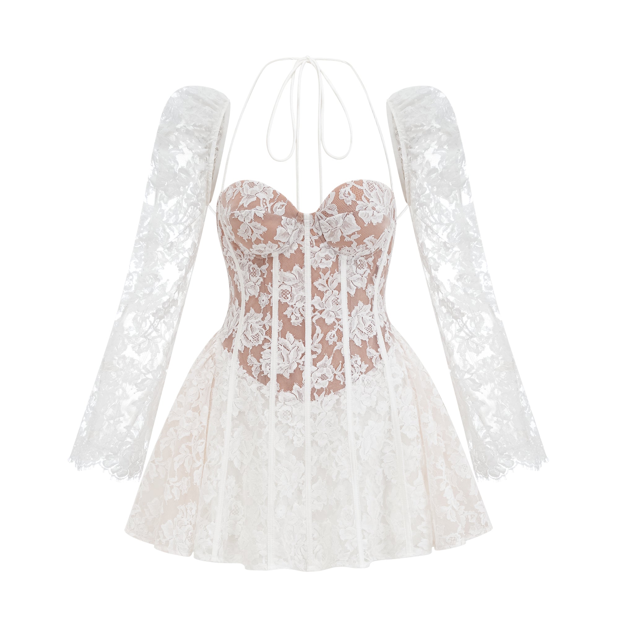 Vivienne White Floral-Lace Corset Mini Dress – Miss Rosier