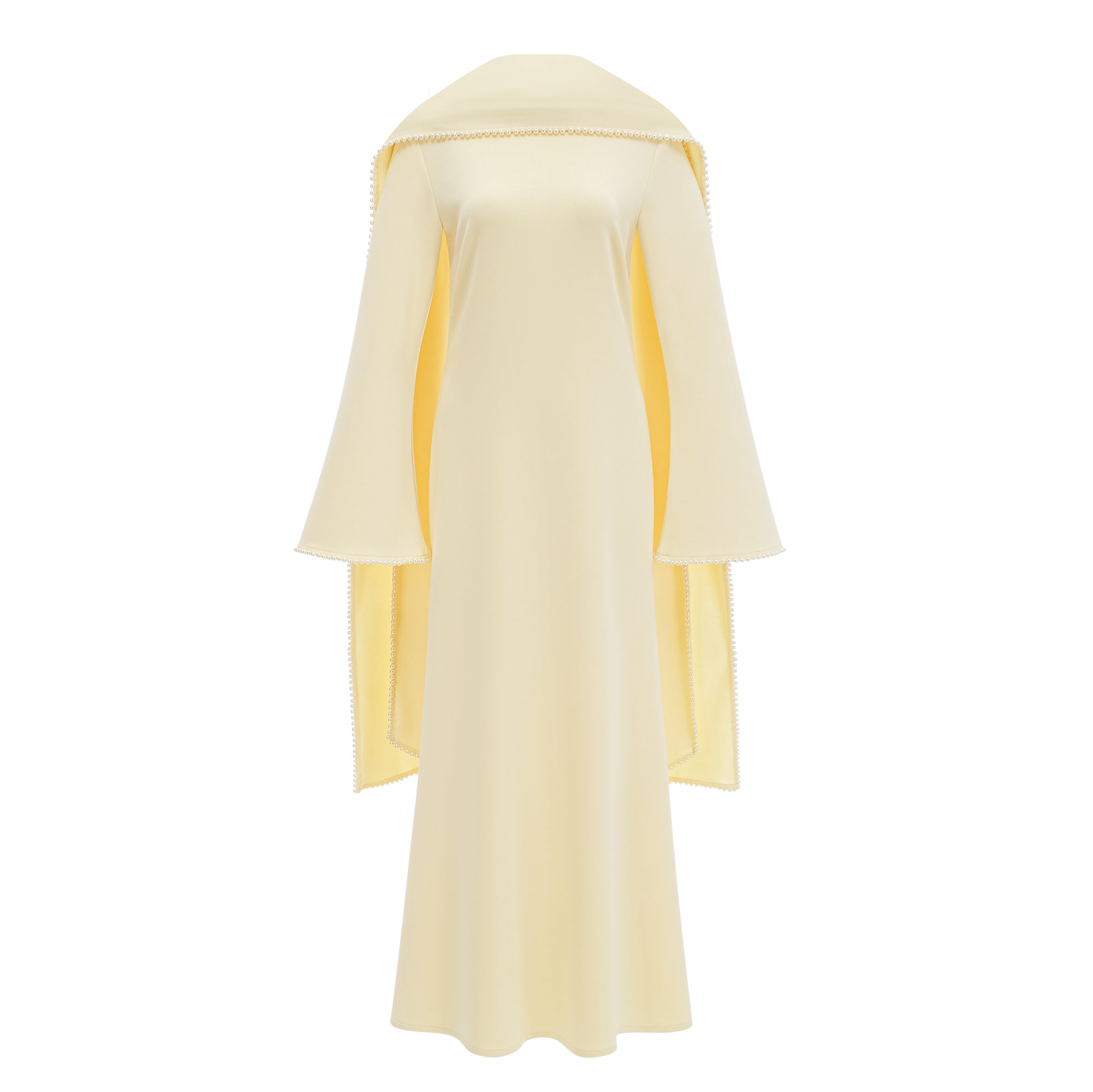 Pearl Trim Shawl Detail Maxi Dress
