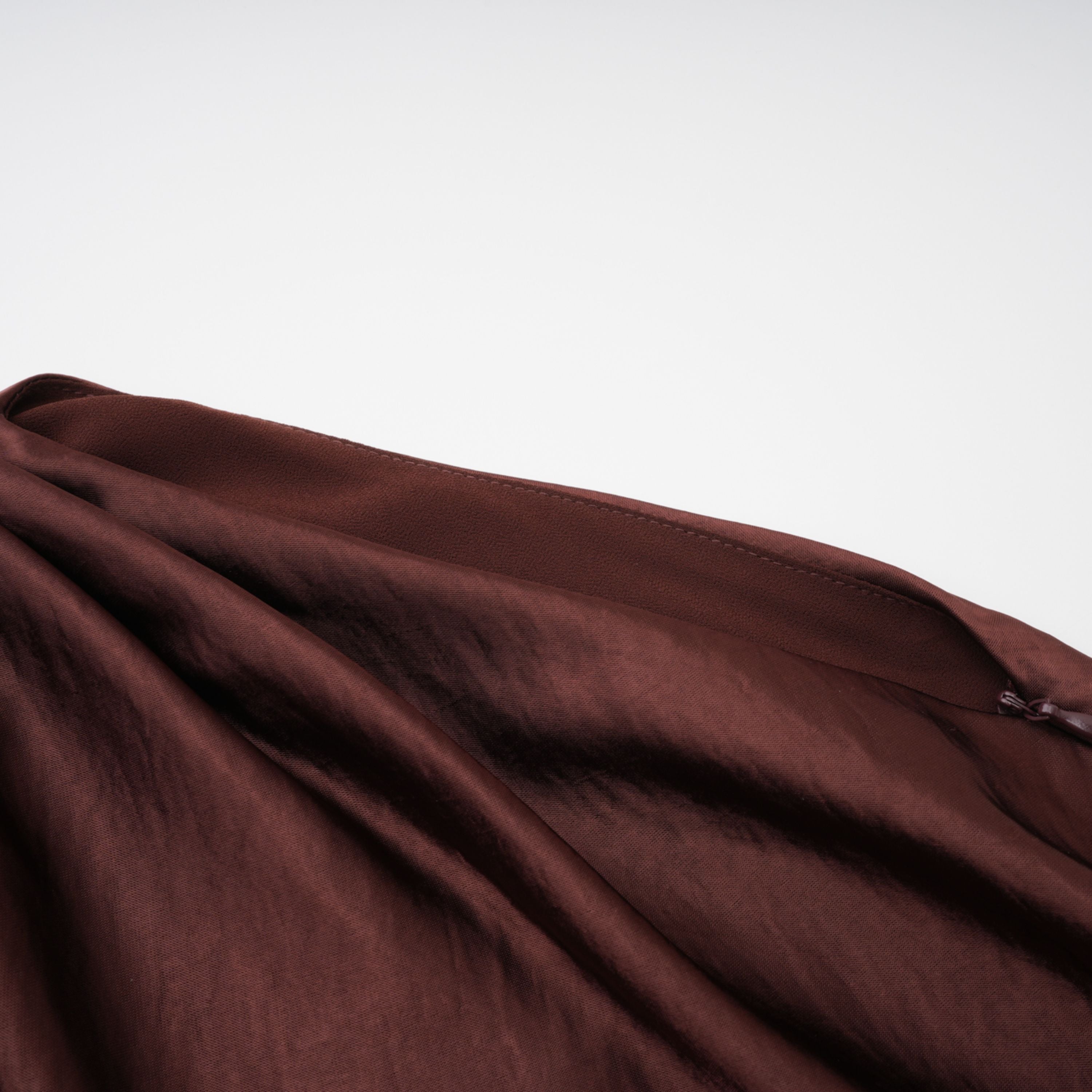 Asymmetrical Gathered Satin Maxi Dress