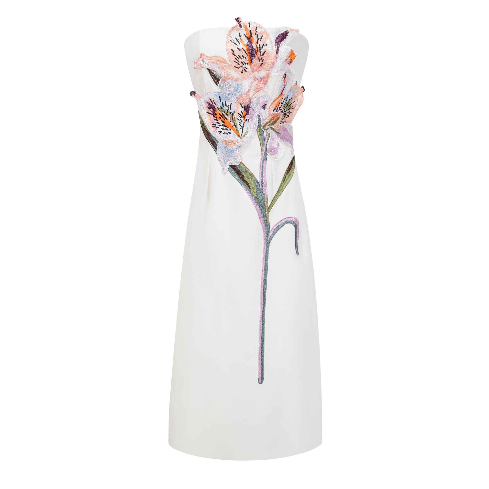 Floral-Appliqué Cocktail Dress